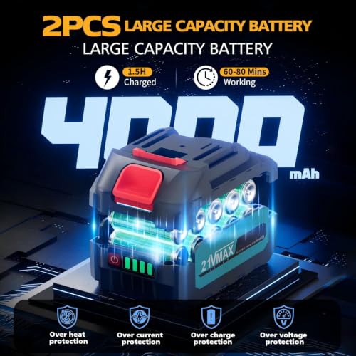 Detalle 2 de UNGY Mini Motosierra Batería de 6 pulgadas con motor sin escobillas y doble batería 4000mAh
