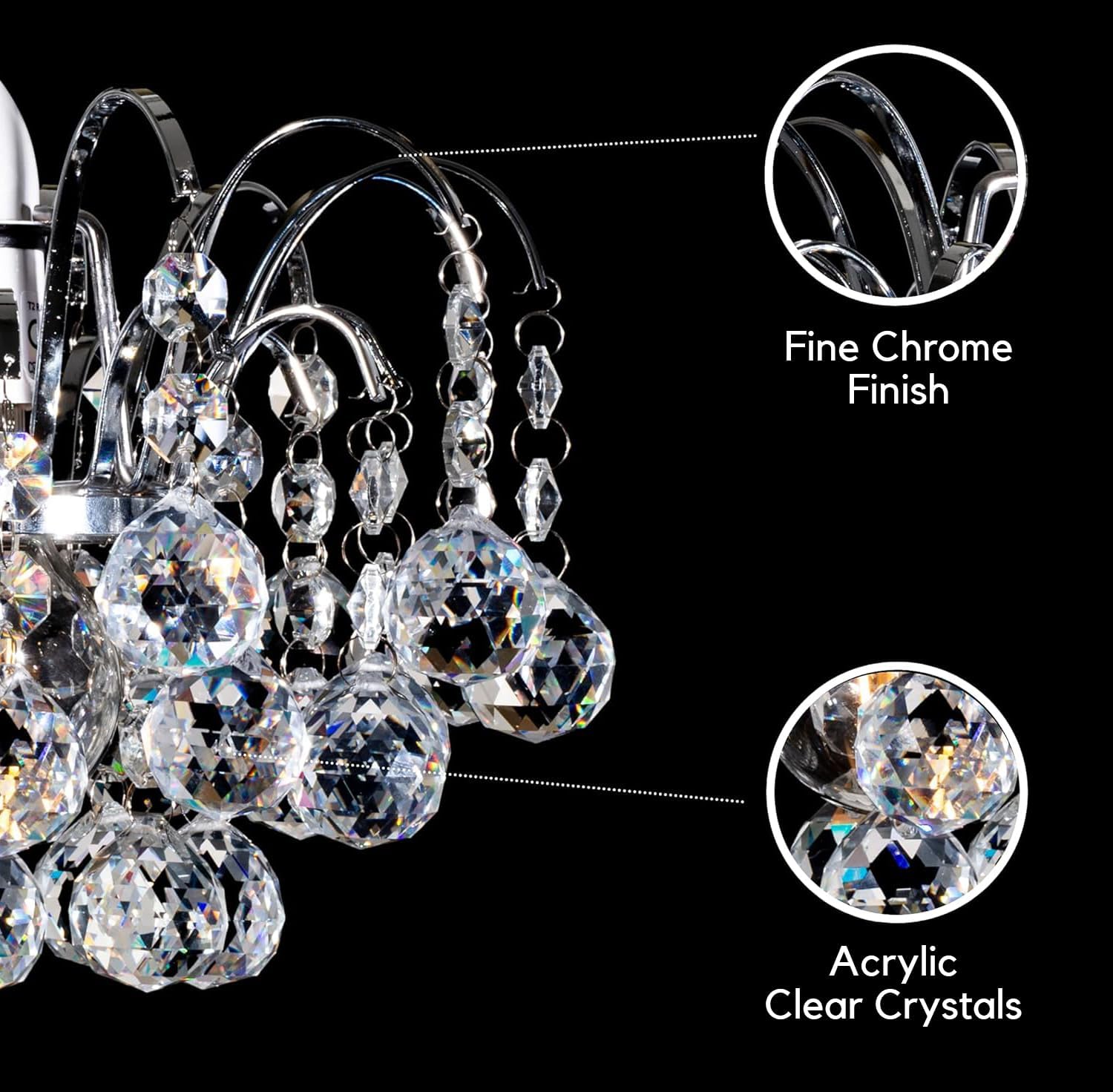 Detalle 2 de Klass Home Acrylic Crystal Faceted Oriel Ceiling Light Shade for crystal chandelier-style pendant lights