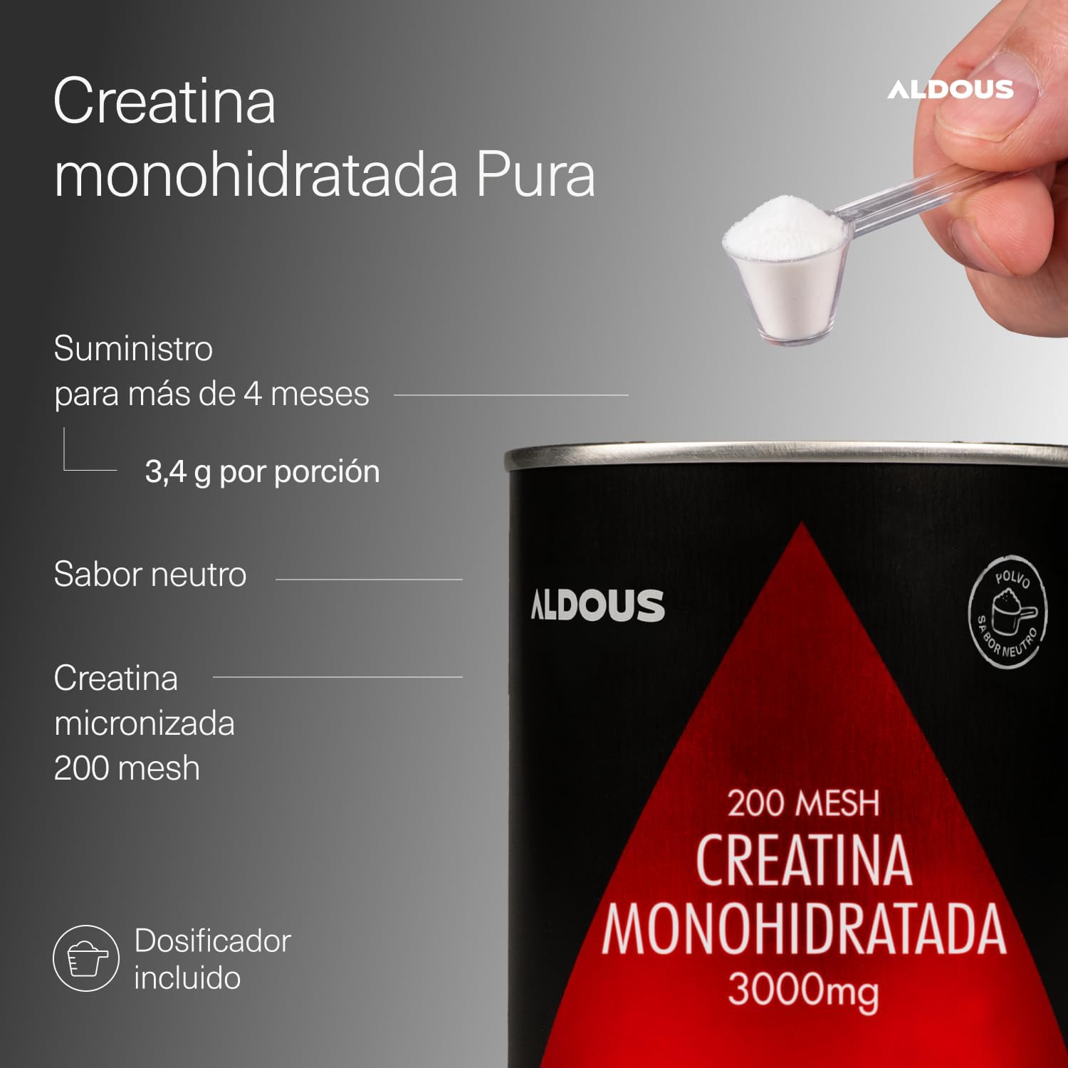 Thumbnail 1 de Creatina Monohidratada en polvo 500 g de Aldous Bio: pureza, disolución instantánea y uso para entrenos intensos