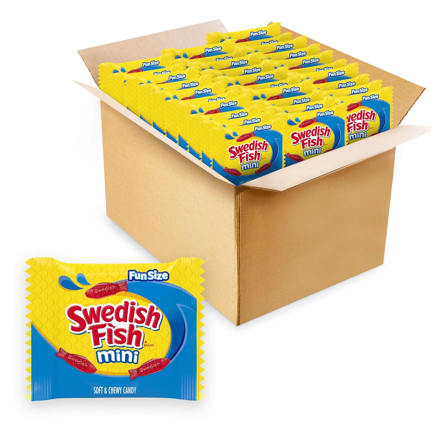 Detalle de SWEDISH FISH Mini Soft & Chewy Gummy Candy, 140 Snack Packs