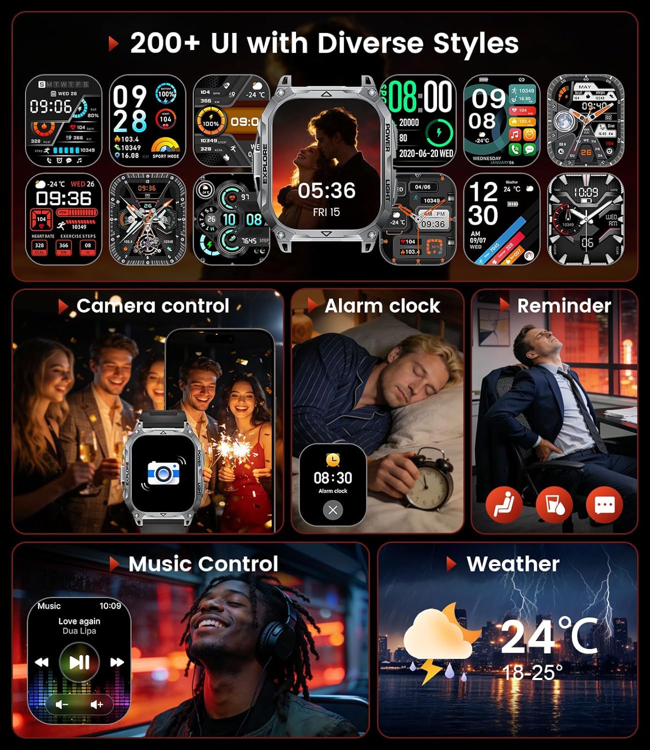Thumbnail 6 de CHOOSETIME TX13 Montre Connectée Homme Militaire – Écran HD 2,01'', IP68, 100+ Modes Sportifs