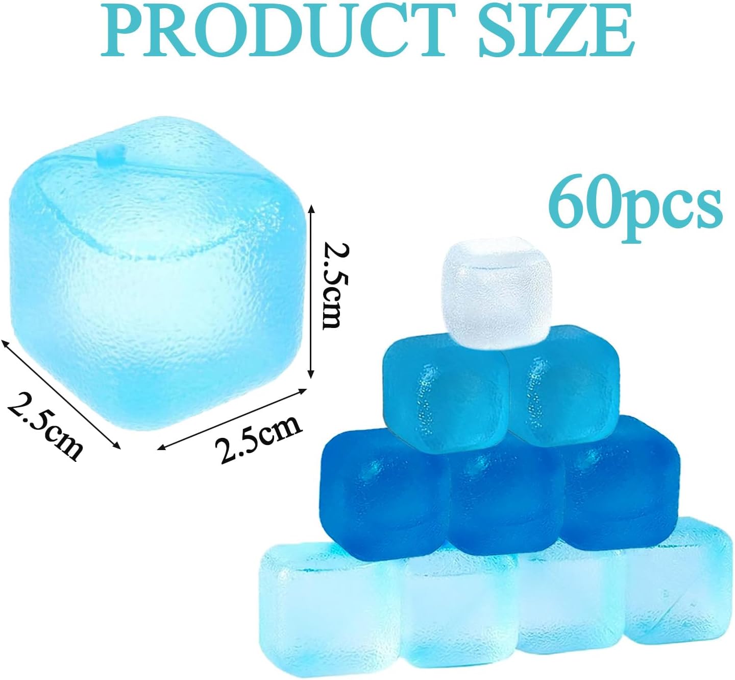 Detalle 2 de KEELYY 60x Wiederverwendbare Eiswürfel aus Kunststoff – BPA frei, blau