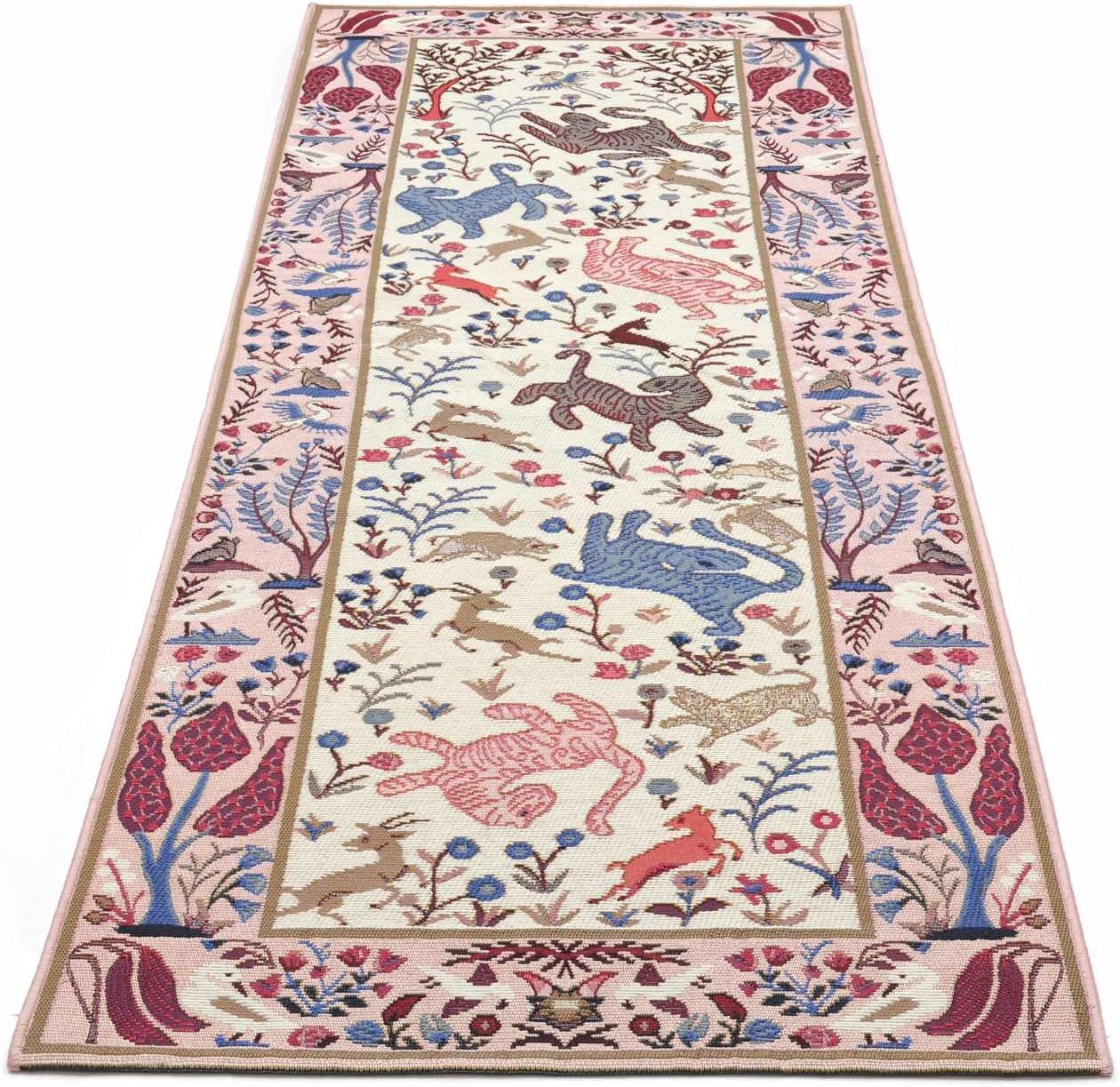 Detalle 2 de RugVista Tigras Runner Rug, 80 x 250 cm, Pink/Pastel Multicolour, Low Pile