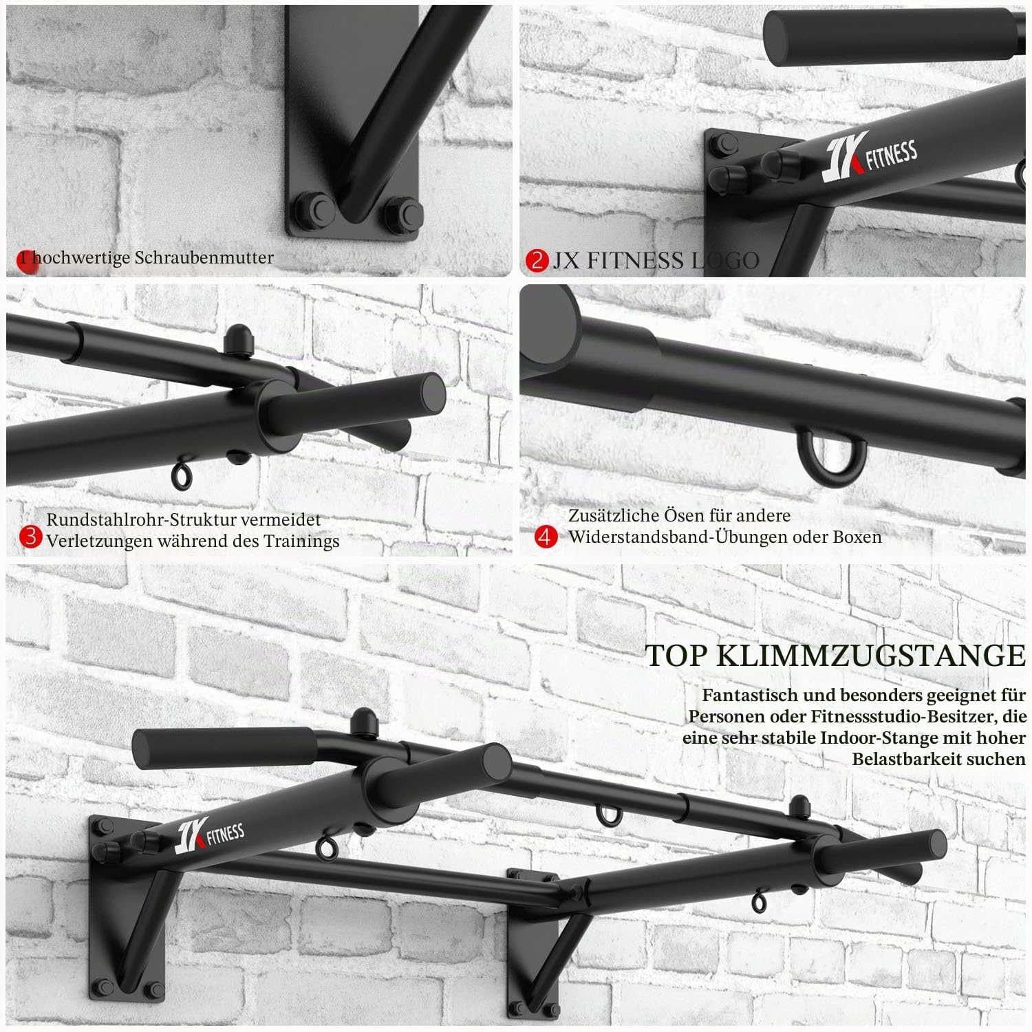 Detalle 1 de JX Fitness Klimmzugstange Wandmontage