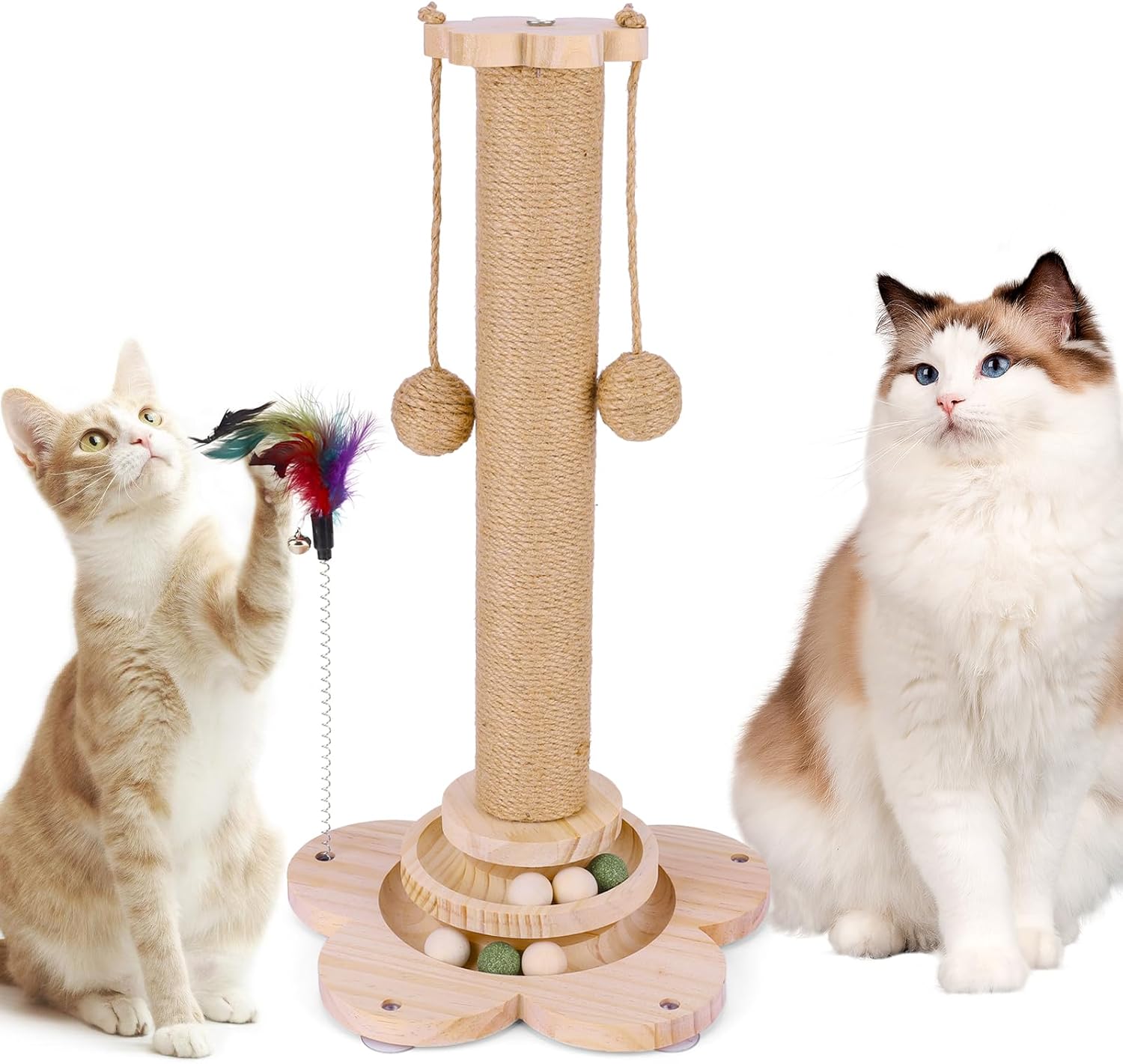 Detalle de OFC Lenw Sisal Cat Scratching Post — 50cm Tall with Interactive Track Ball Toy
