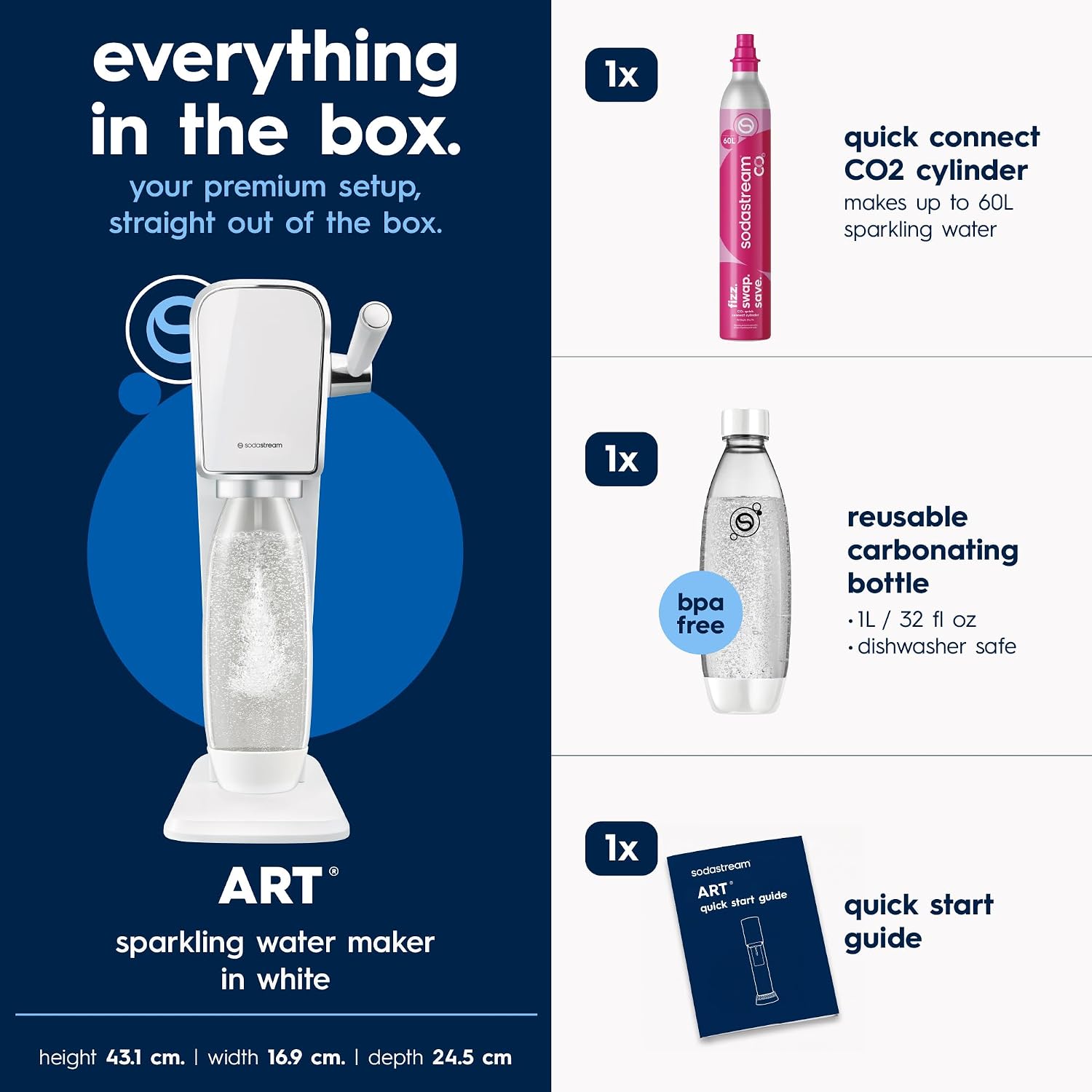 Detalle de SodaStream ART Sparkling Water Maker Starter Kit — White