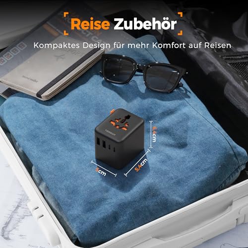 Detalle de TESSAN Reiseadapter Weltweit mit 2 USB-A und 2 USB-C - Schwarz