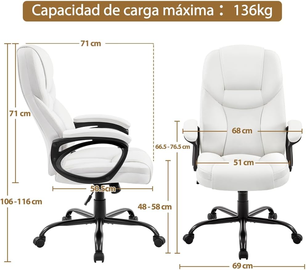 Thumbnail 2 de Yaheetech Silla Oficina Piel Sintética Ergonomica