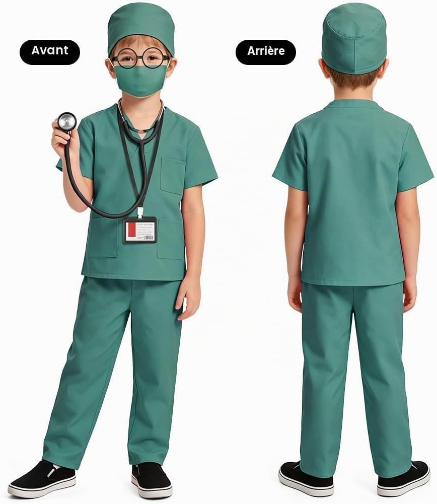 Detalle de AOMIG 5802411 dokters- en verpleegsterkostuum voor kinderen, 7-delig
