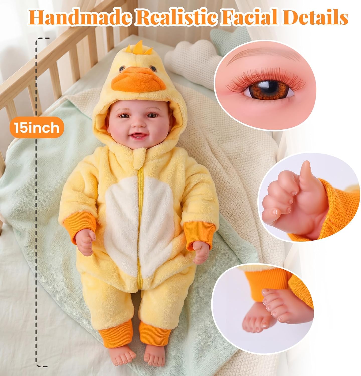 Detalle de BABESIDE 15" Lightweight Baby Doll set for toddlers