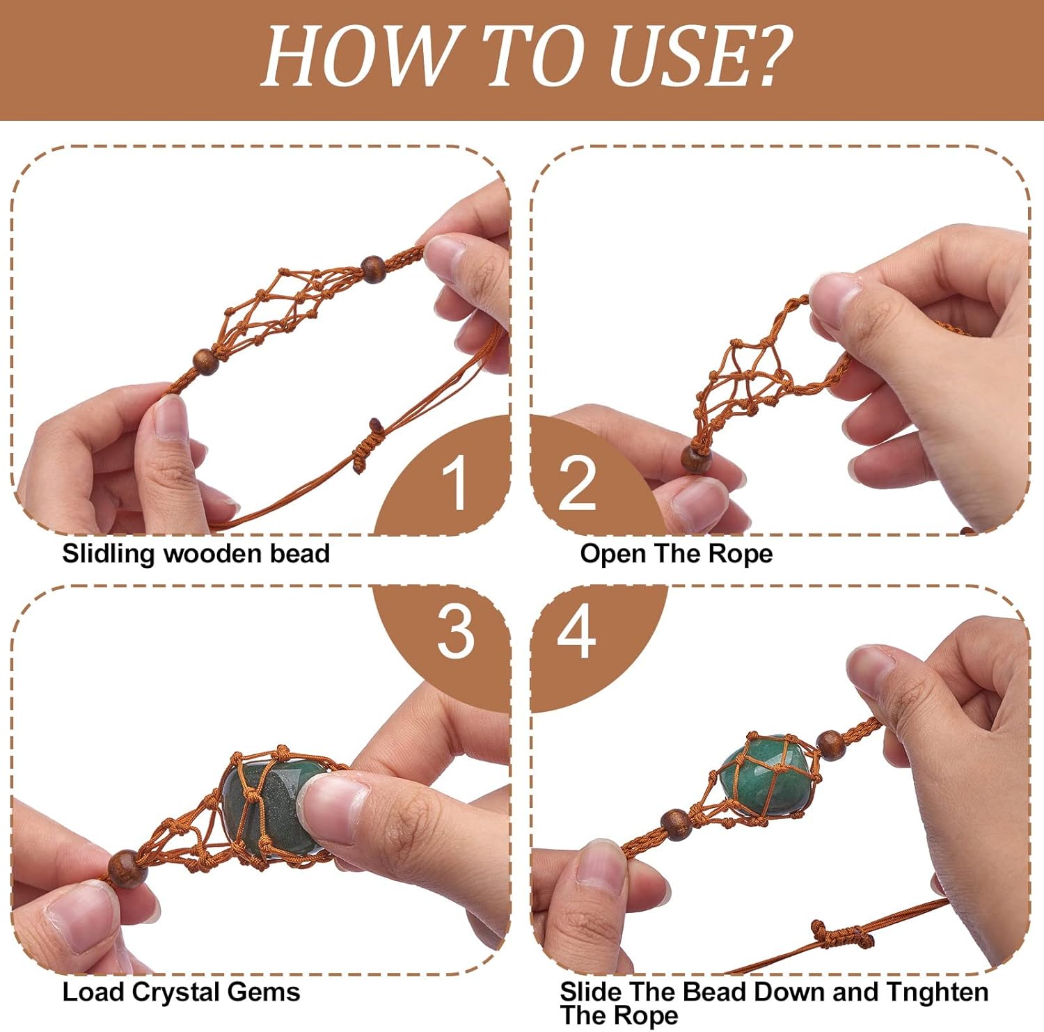 Detalle 2 de WEWAYSMILE 12-Piece Empty Stone Bracelet Holder: Adjustable Cord DIY Kit (3 Colours)