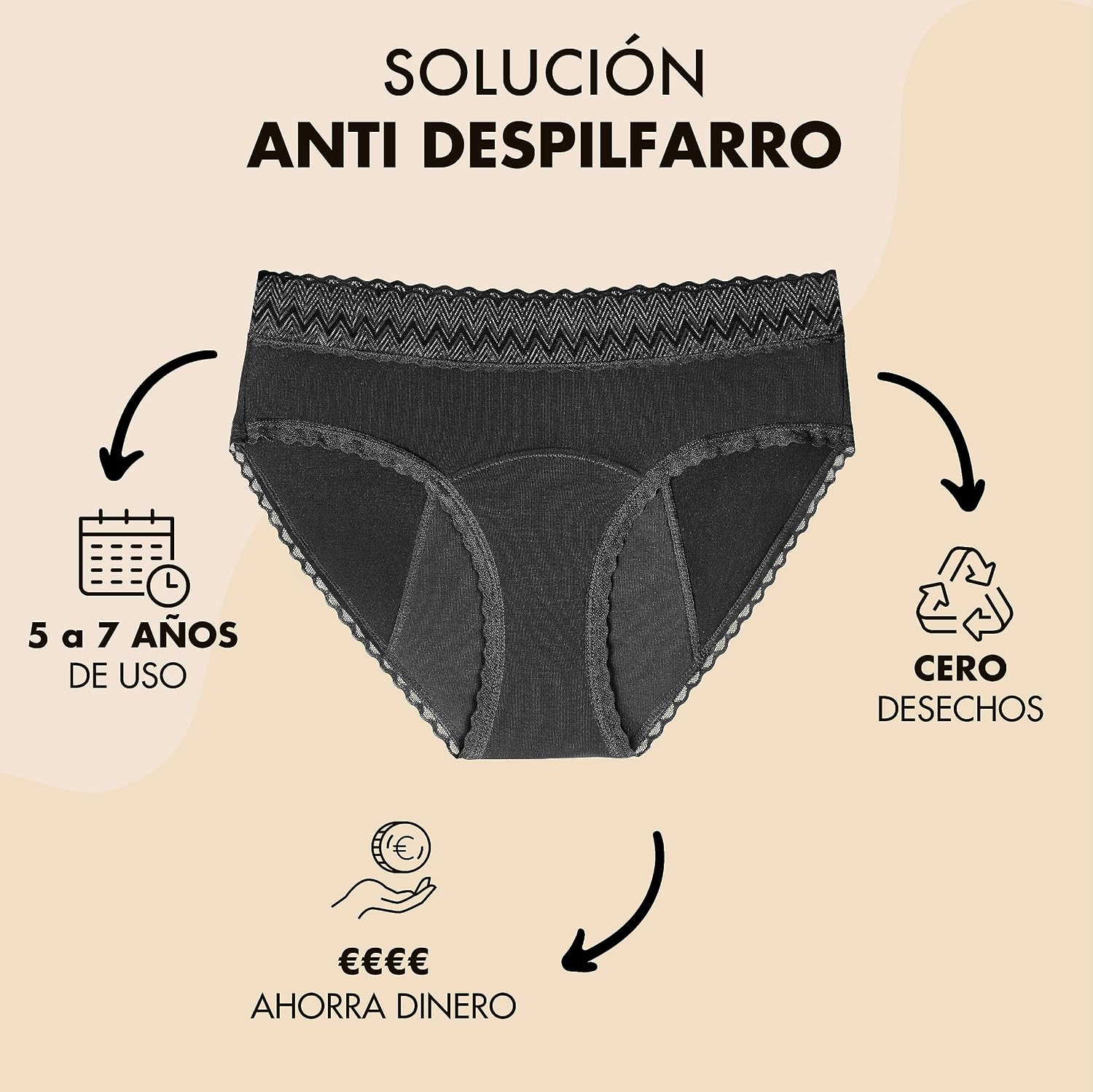 Thumbnail 4 de Bragas Menstruales Negras 12 horas