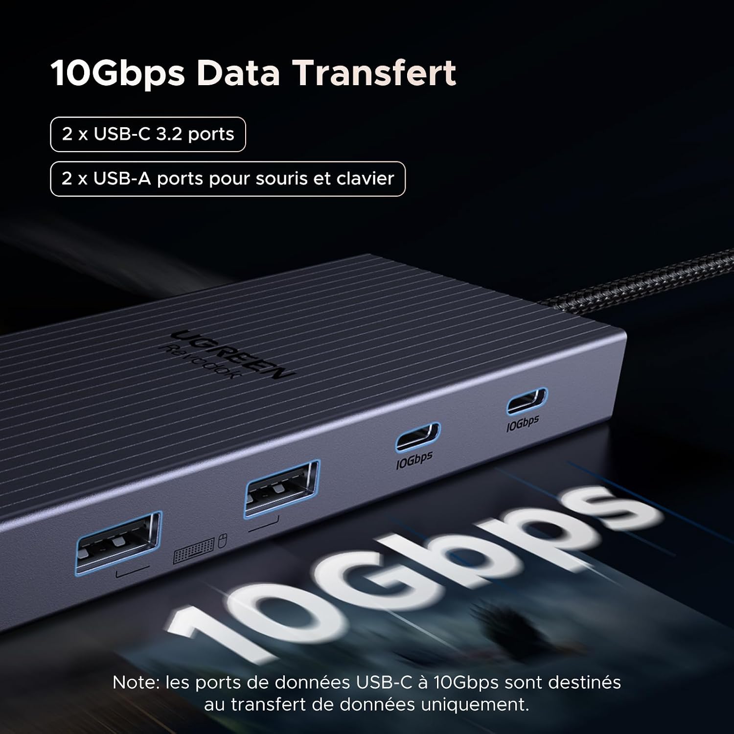 Detalle 1 de UGREEN Revodok Pro 3121 USB-C-dock met 3 schermuitgangen en PD 100 W
