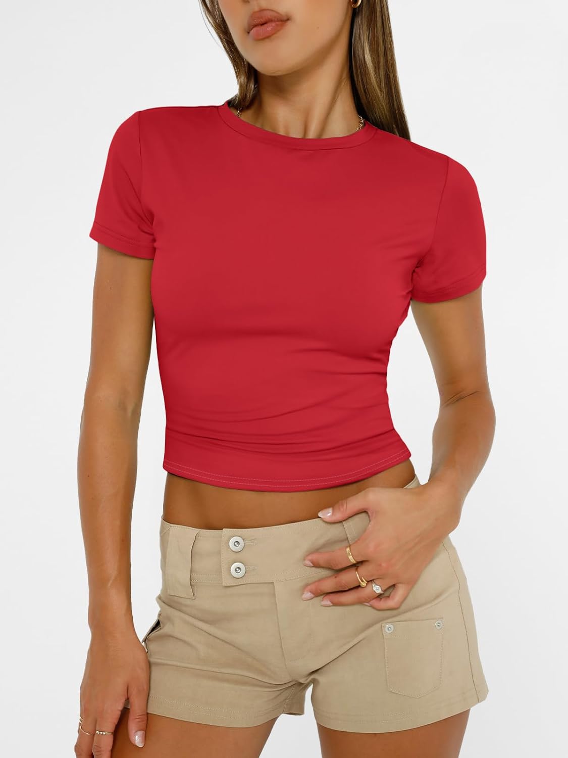 Thumbnail 1 de AUTOMET Women's Crew Neck Short Sleeve Summer Basic T-Shirt