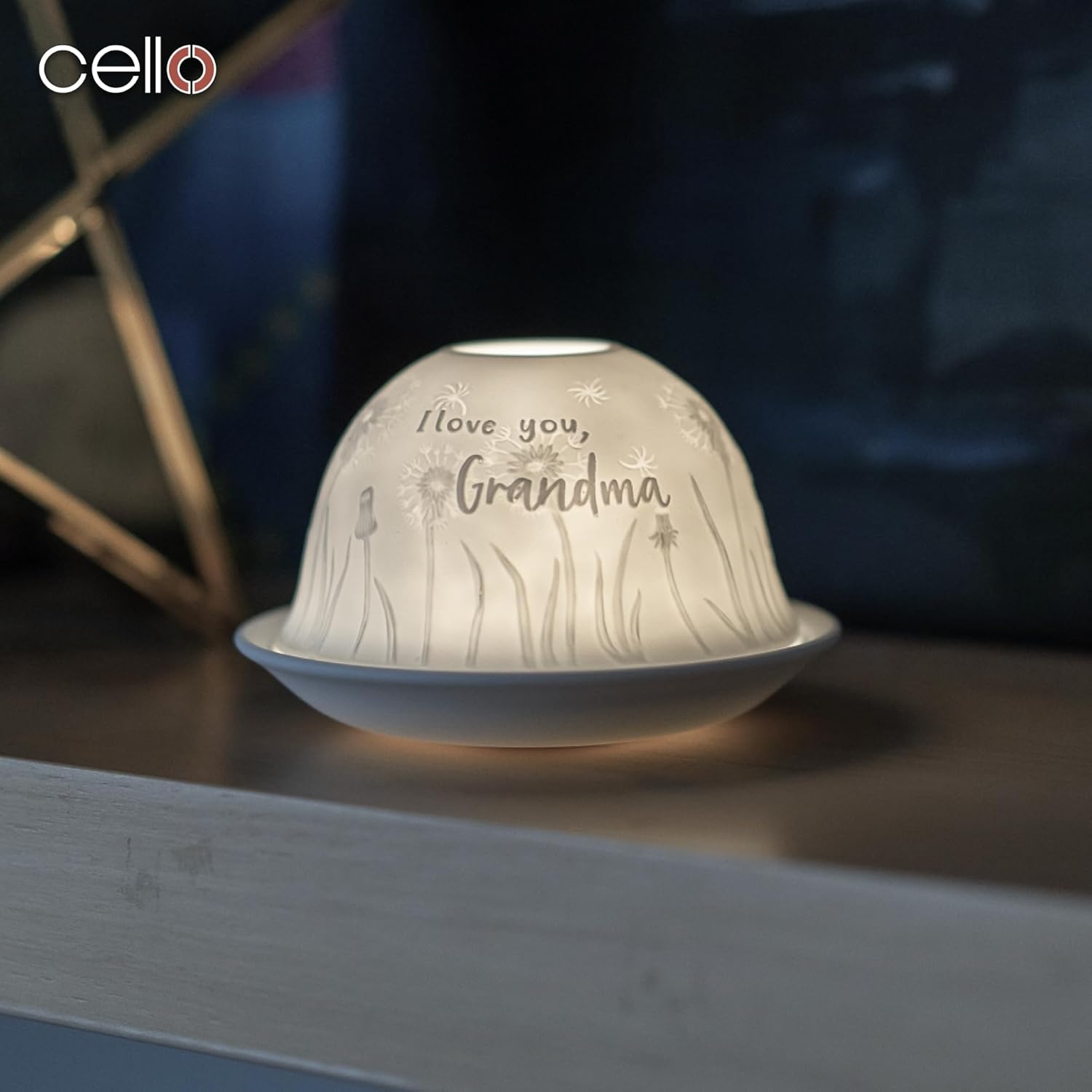Thumbnail 5 de Cello Porcelain Tealight Holder Dome “I Love You Grandma” 3D Projection LED/Wax Warmer