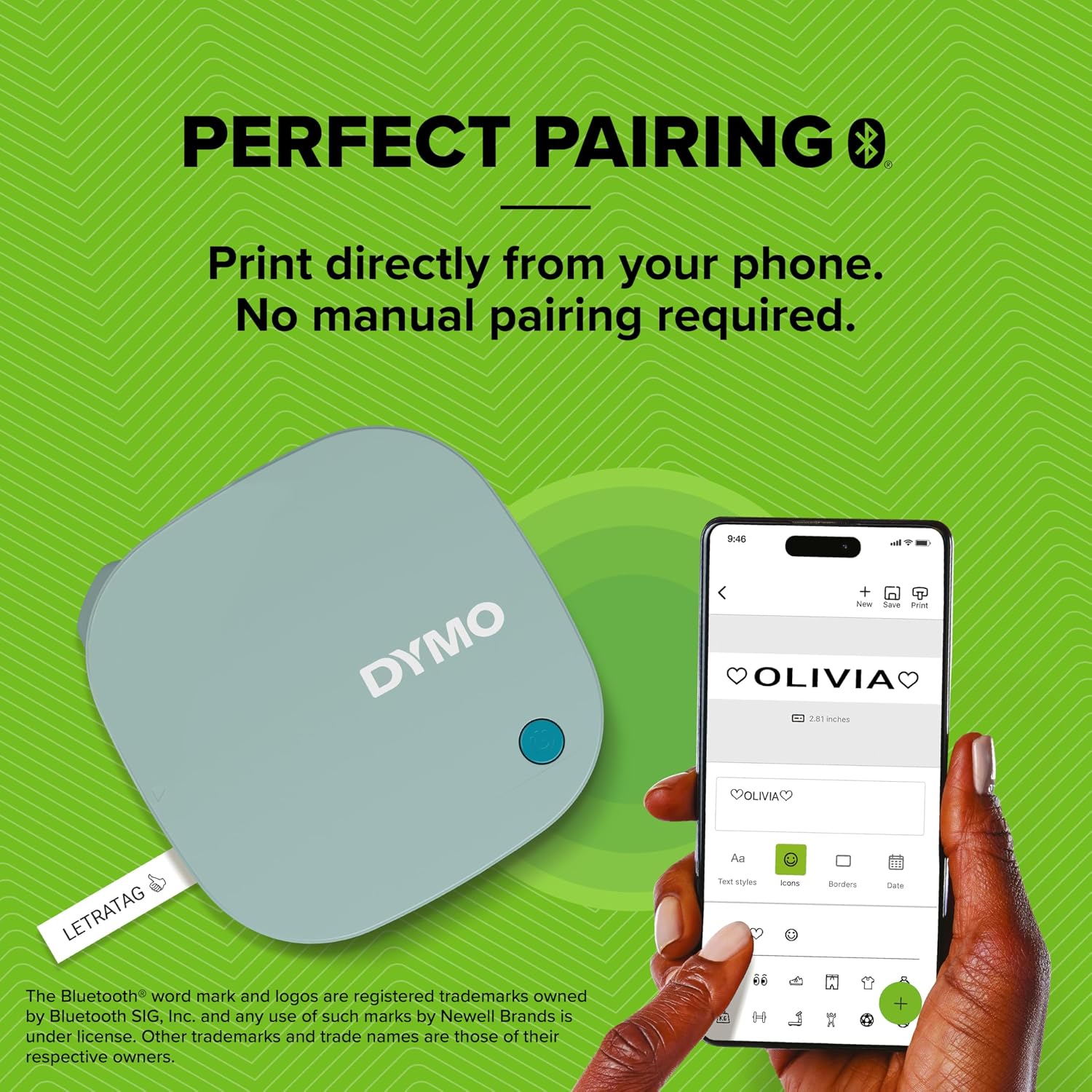 Detalle de DYMO LetraTag 200B Bluetooth : étiqueteuse compacte pour iOS et Android (bleu rêveur)