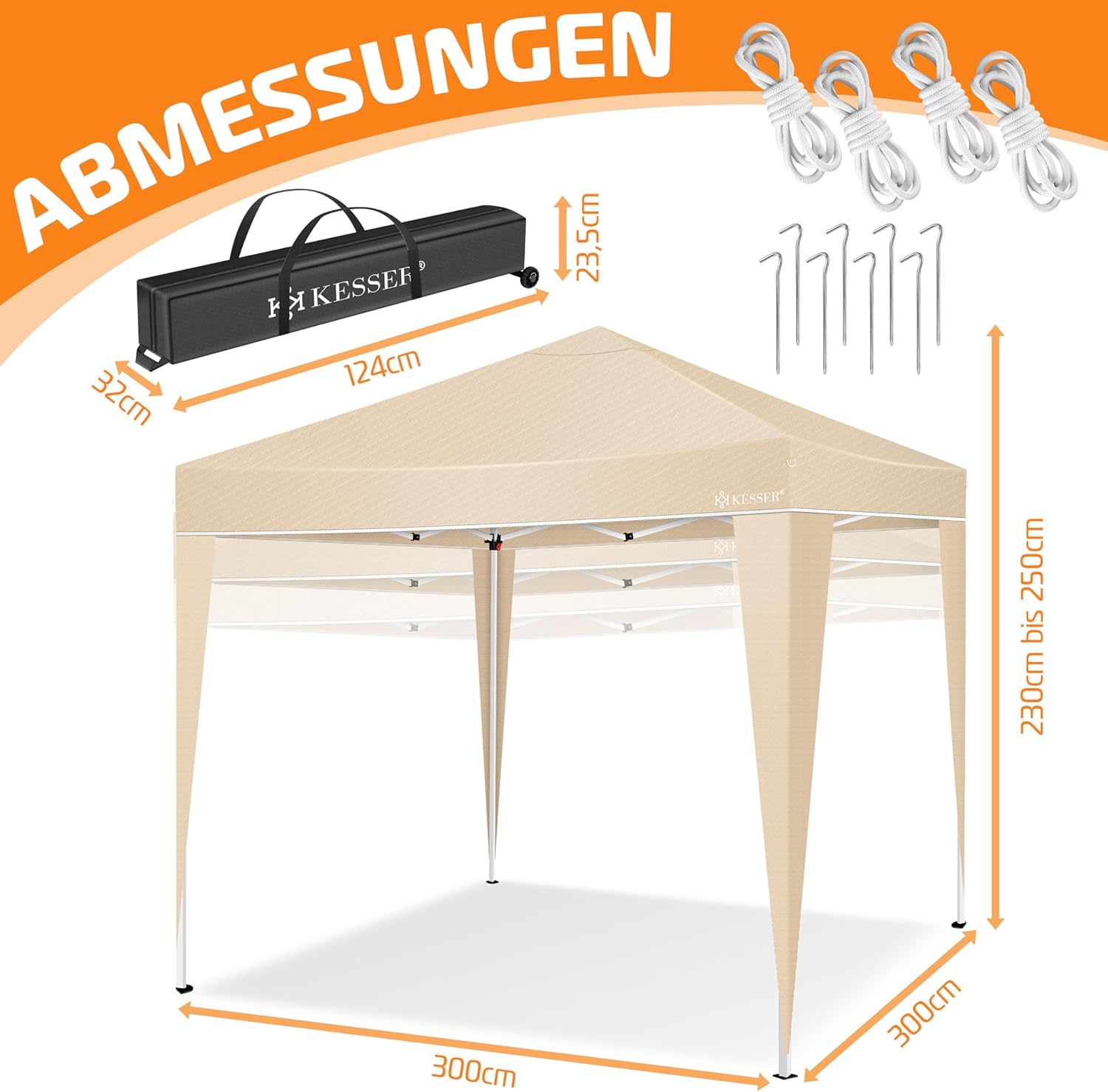 Thumbnail 5 de KESSER Pavillon Faltpavillon 3x3m – stabil, UV-schutz & mobil
