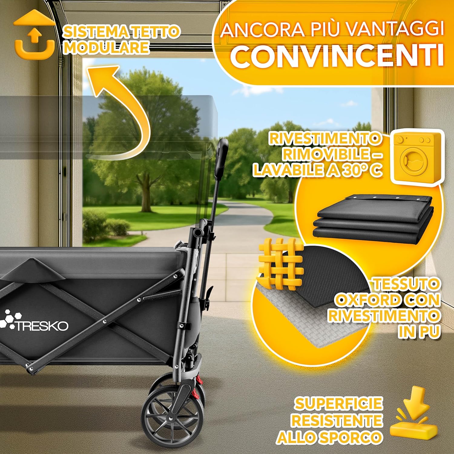 Thumbnail 4 de TRESKO Carrello pieghevole con tetto e vano frigorifero, 150 kg 🛒