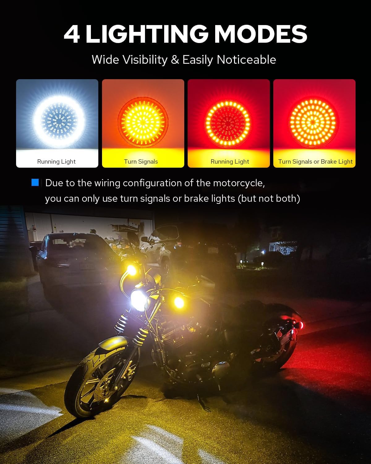 Thumbnail 3 de Benlari 1157 LED Turn Signals Front & Rear Kit for Harley Davidson (81 LED) – 2 Front + 2 Rear, Smoked Lens Covers