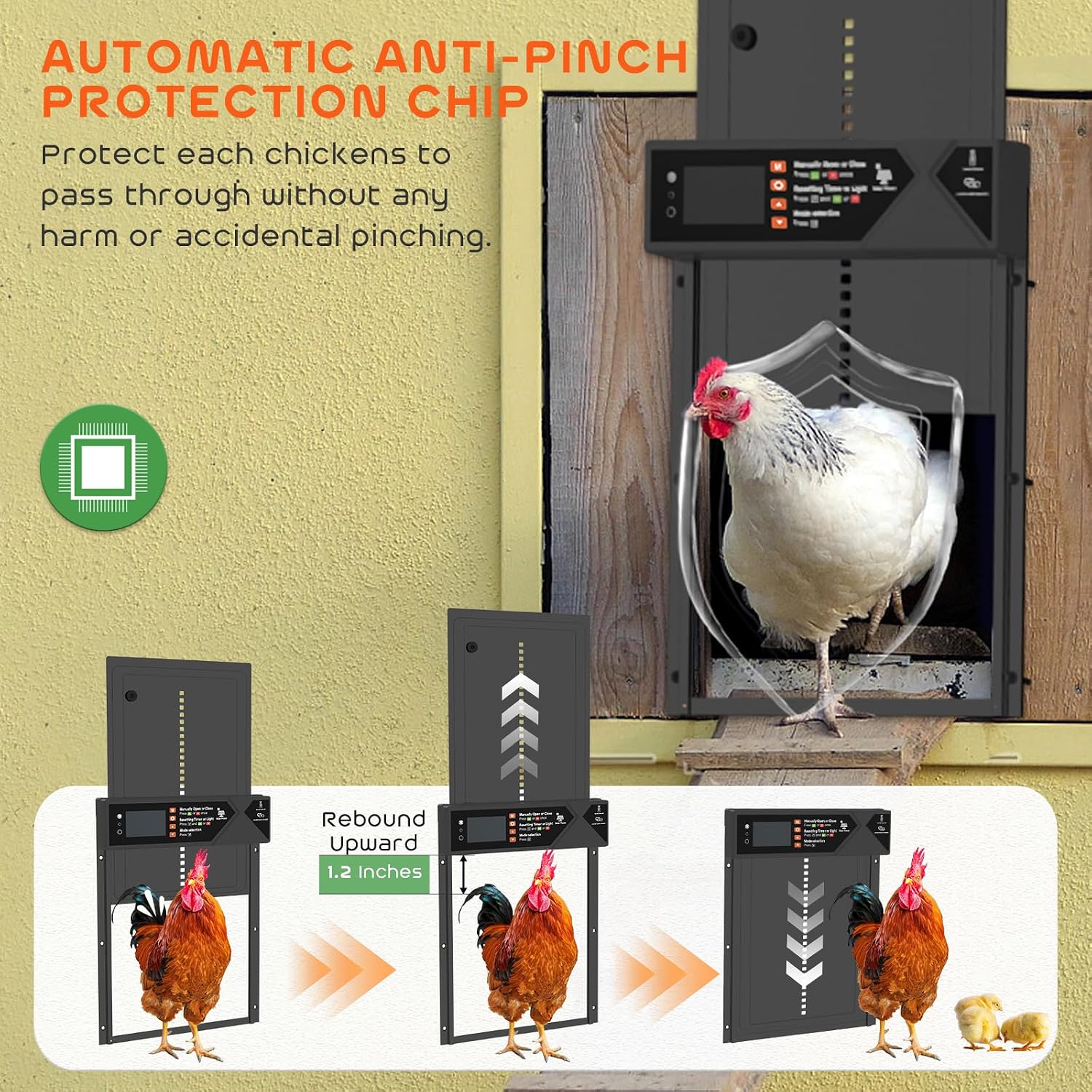 Detalle 2 de AsFrost Automatic Chicken Coop Door, 4000mAh Battery
