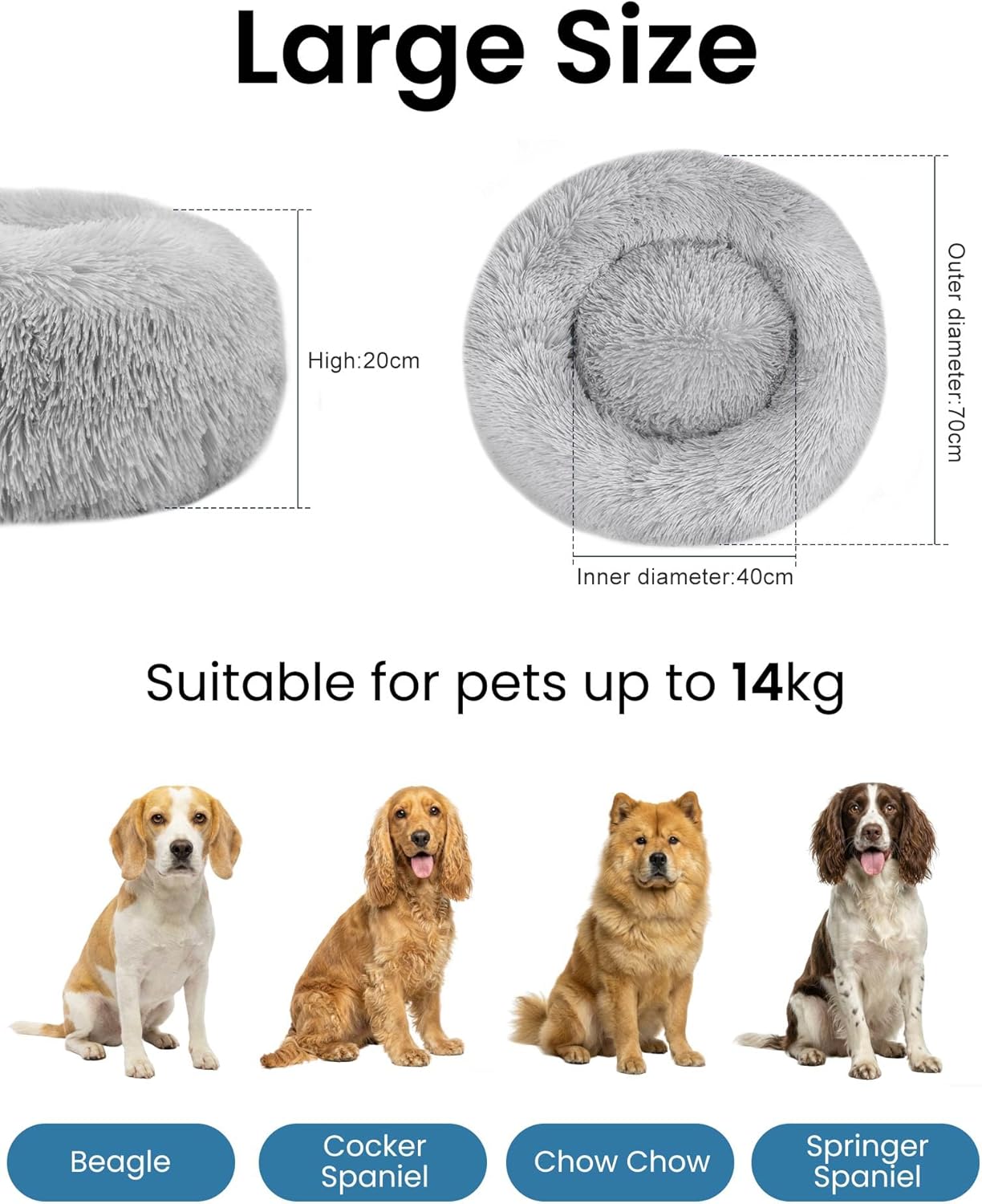 Thumbnail 6 de Moistu 70cm Large Dog Bed with Removable Washable Cover (Donut Style)