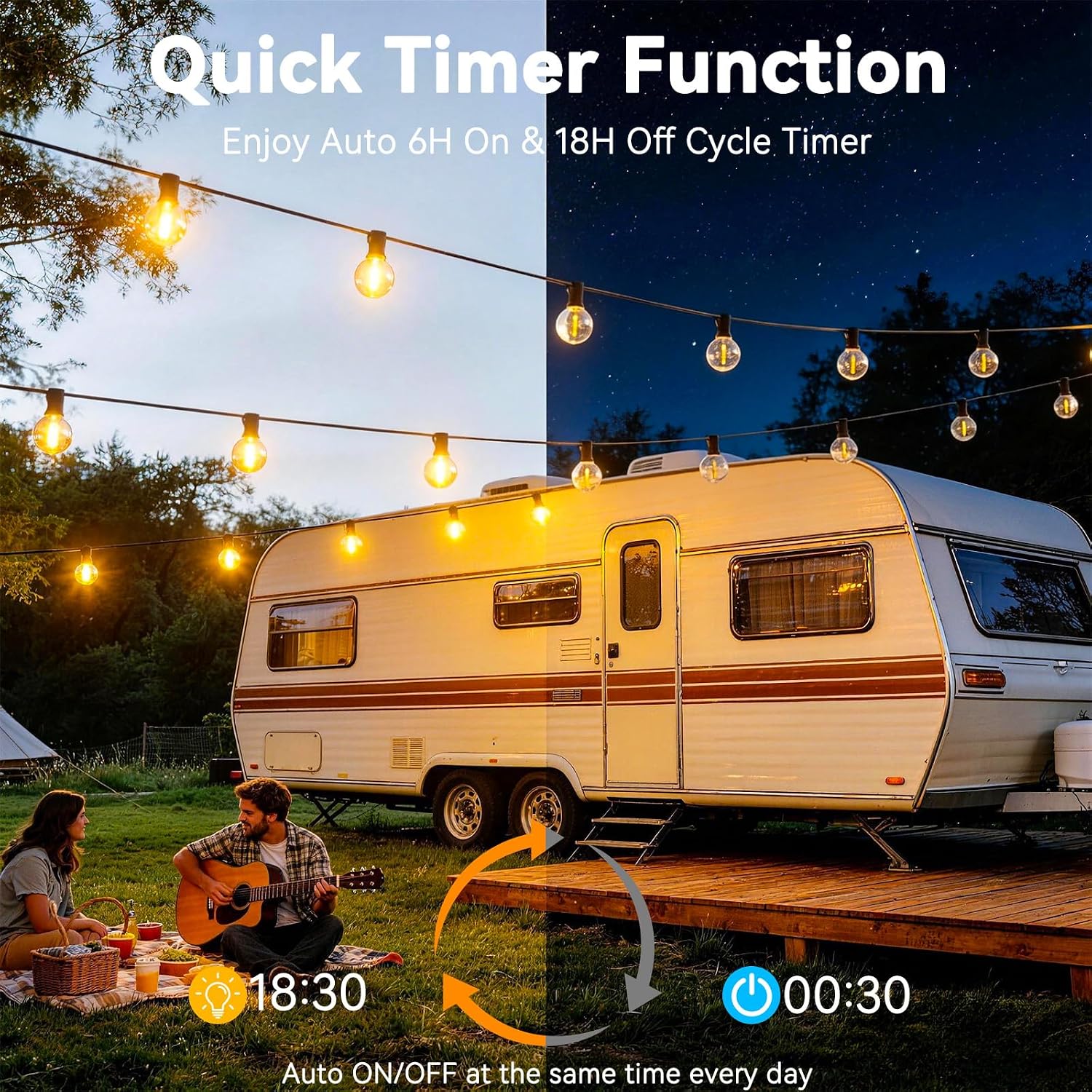 Thumbnail 2 de Dotrvmp LED Outdoor String Lights 200FT/60M Festoon Lights with Shatterproof G40 Bulbs