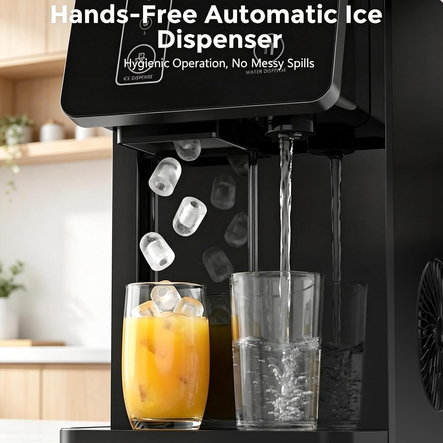 Detalle de Electactic 58312RIM0-BLACK Bullet Ice Maker with Water Dispenser, 26 lb Daily Output