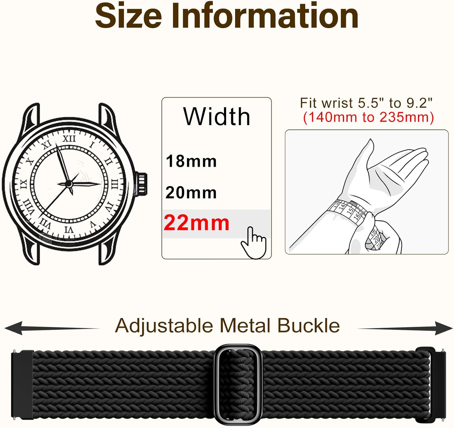 Detalle 2 de Epova 22mm Braided Watch Straps for Garmin and More