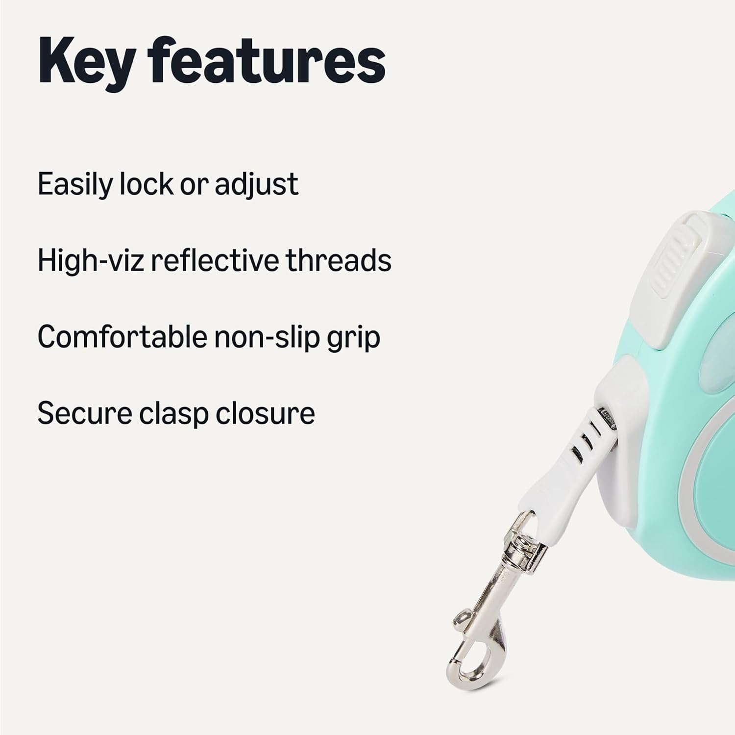 Detalle 2 de Amazon Basics Retractable Dog Leash with Quick-Lock Function and Non-Slip Grip (M)
