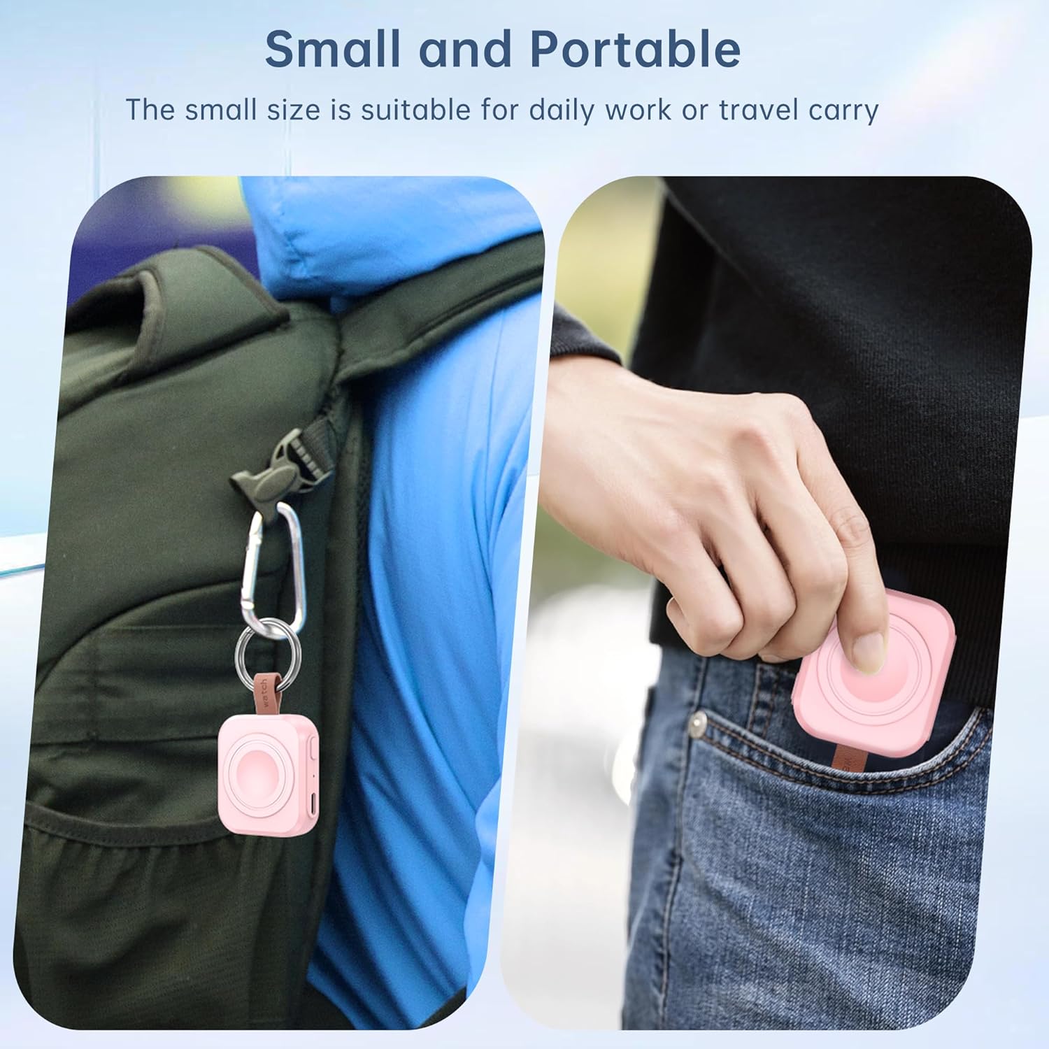 Thumbnail 6 de ACEQINGSE Portable 1200mAh Charger for Samsung Galaxy Watch (Pink) – Travel-friendly Magnetic USB-C Power Bank