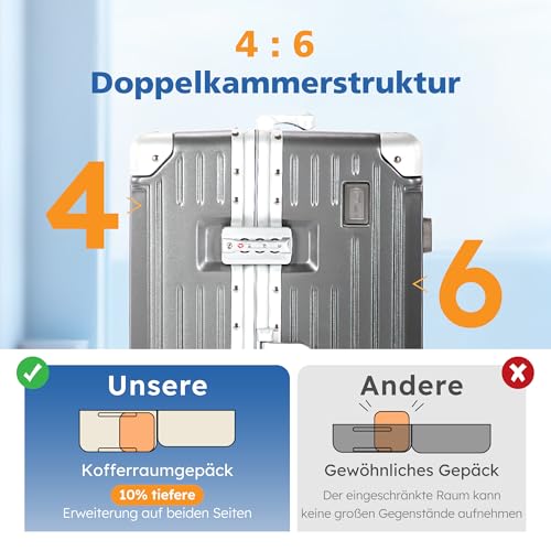 Thumbnail 7 de ALPHA CAMP Valise Grand Taille XL 92L – 77x40x36 cm, coque rigide en aluminium et polycarbonate