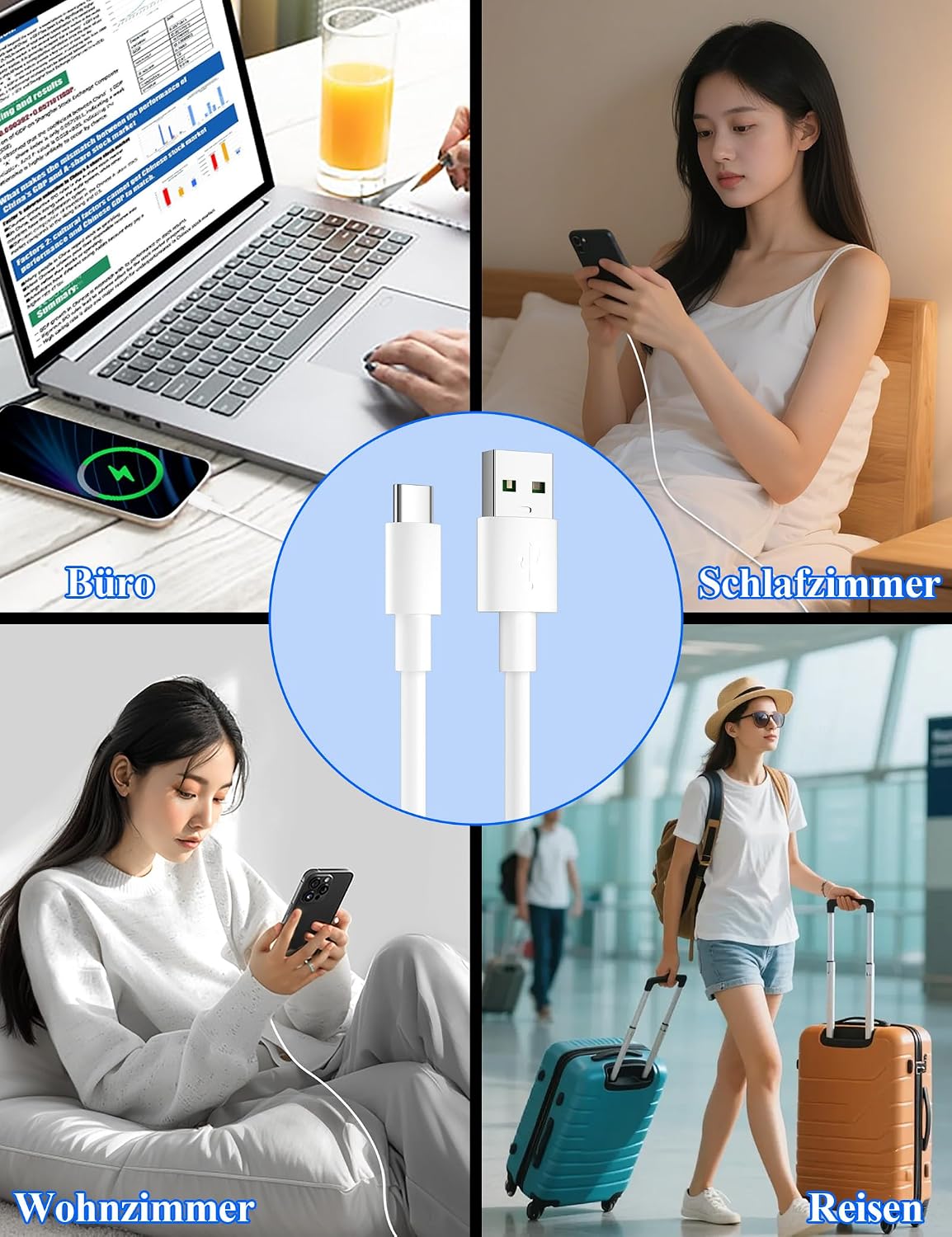 Detalle de TOPAUX 80W USB-C Kabel 6A – Schnelles Laden & Datenübertragung für OPPO Schnellladung