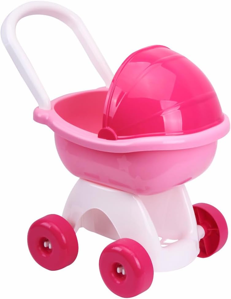 Detalle de FANCY 8256 – wózek spacerowy dla lalek do 36 cm, różowy, z budką i schowkiem
