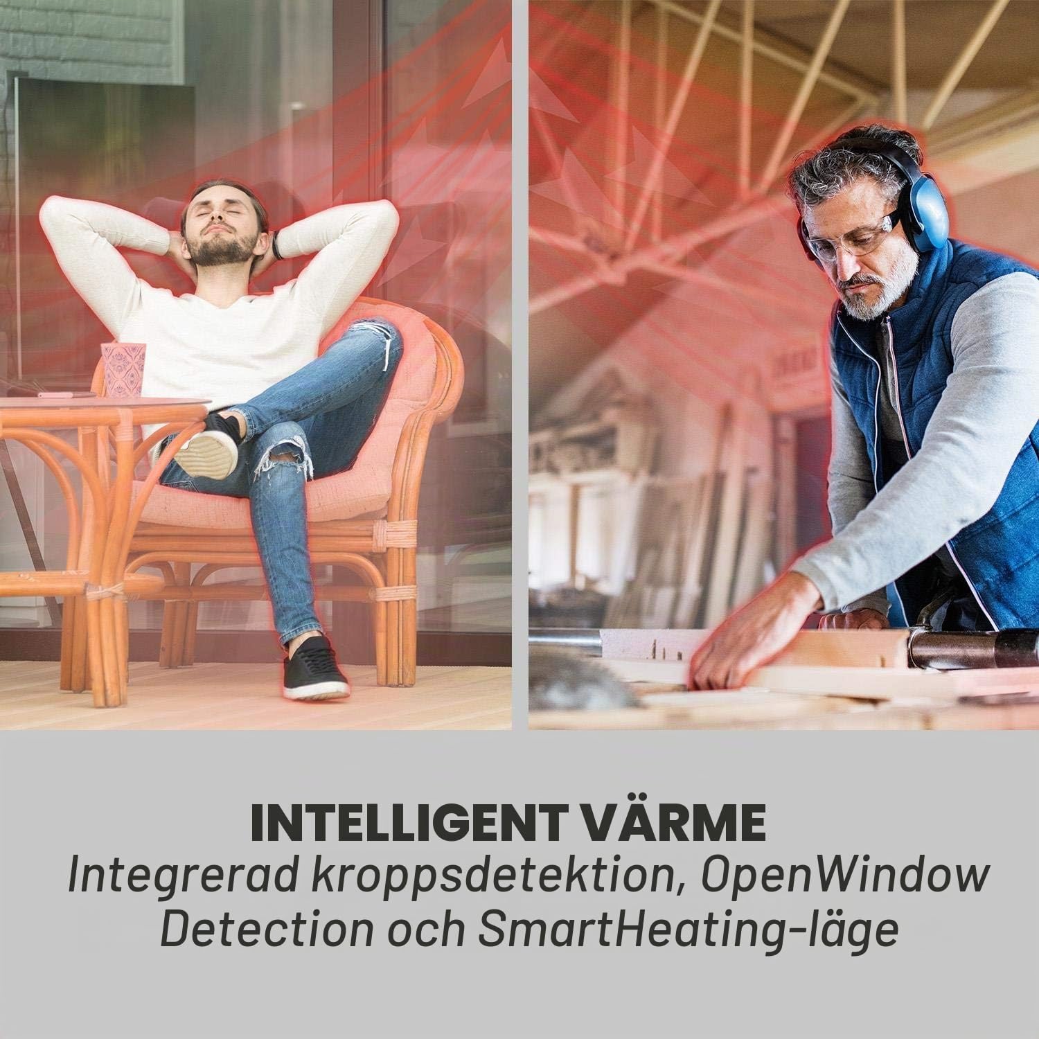 Detalle 1 de Klarstein Smartwave infravärmare för uteplats, 2400 W, WiFi och kolfiberrör