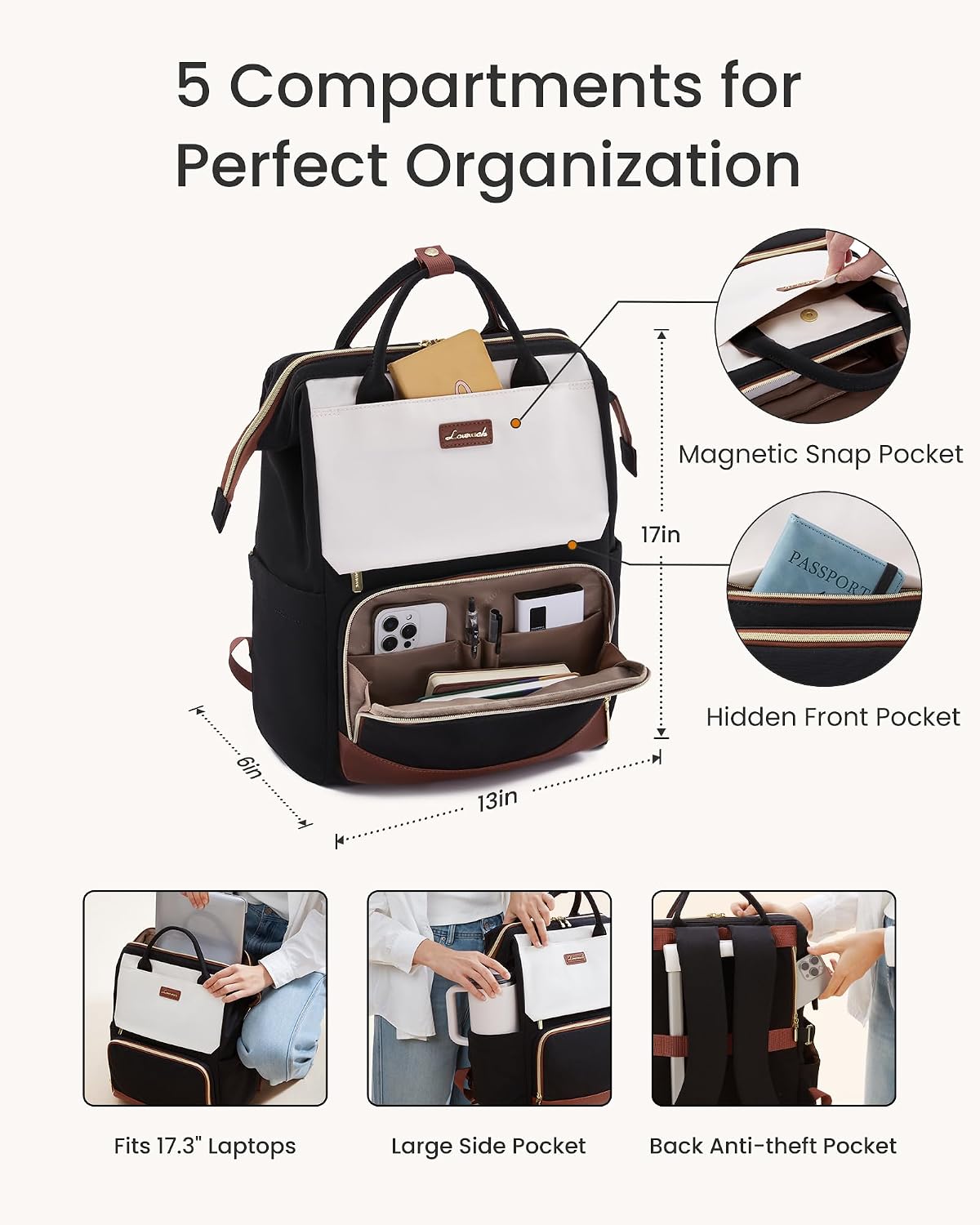 Detalle 2 de LOVEVOOK Laptop Backpack 17.3 inch
