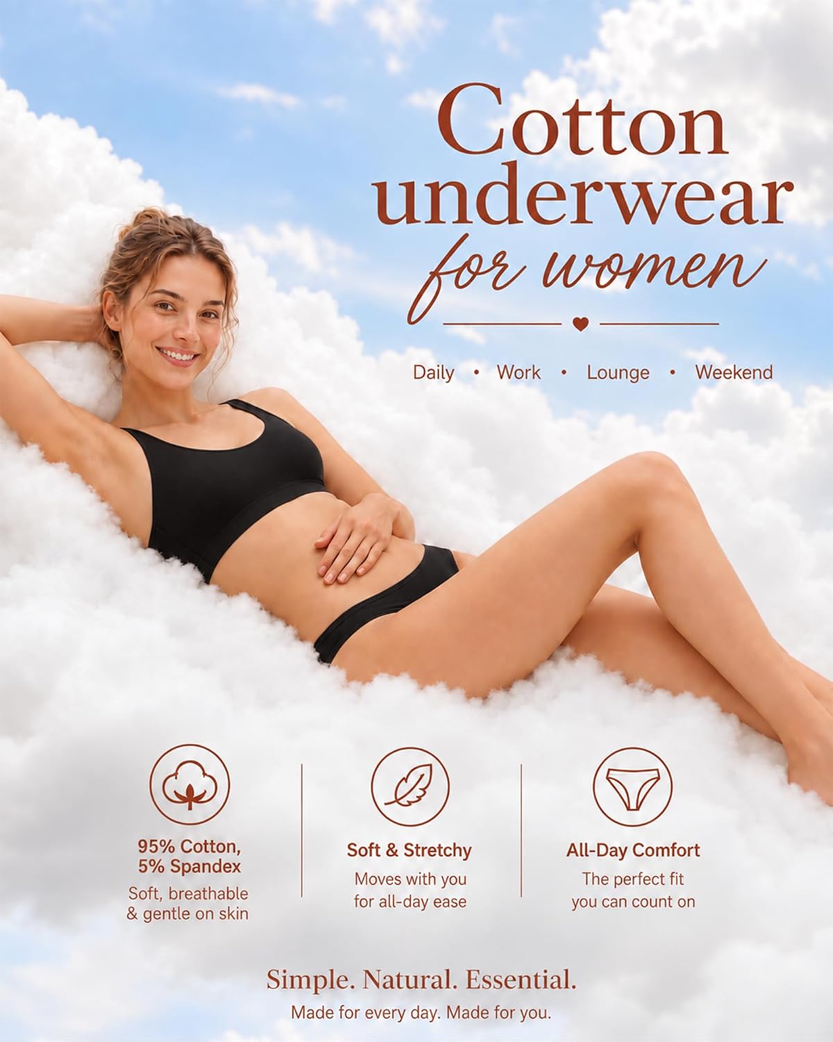 Detalle 1 de FINETOO Women's Bikini Underwear, Cotton