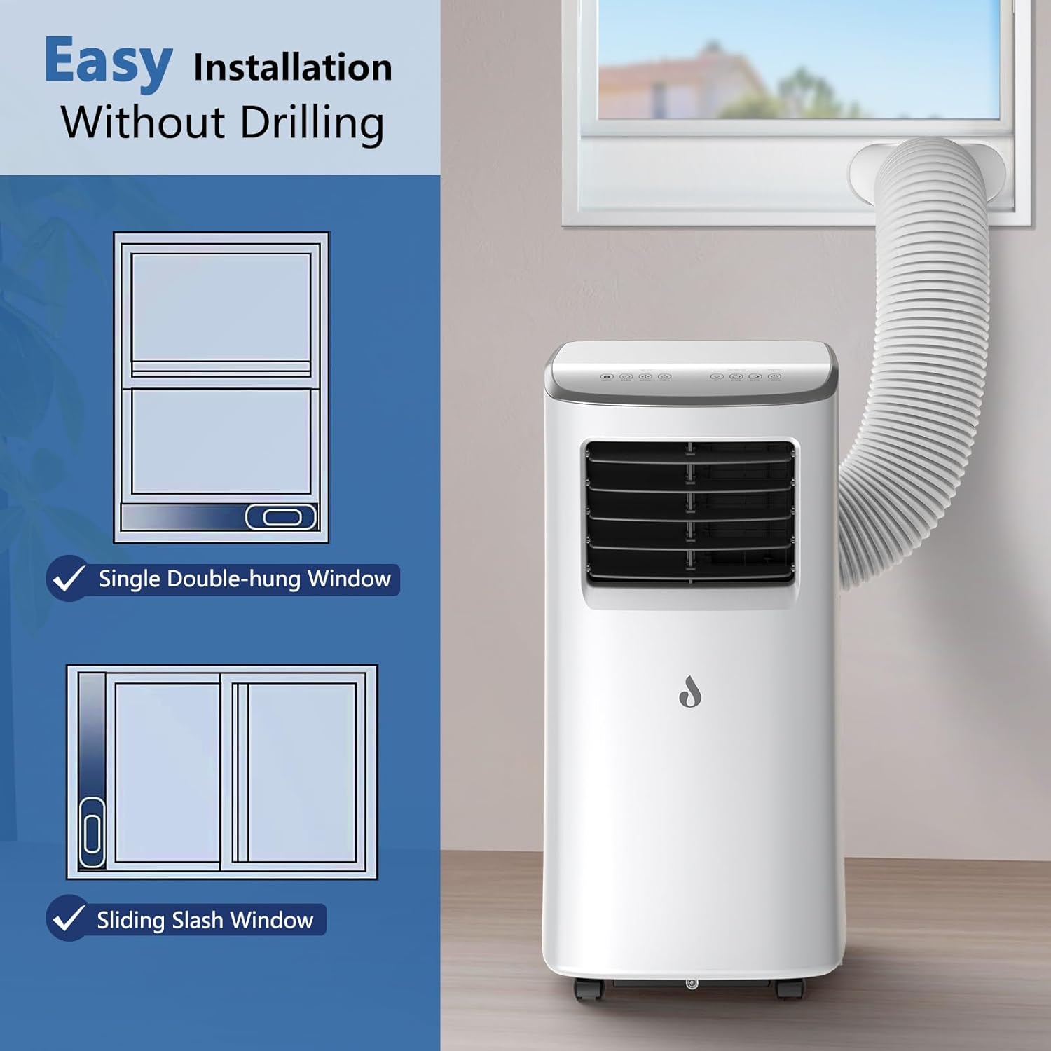 Detalle de Air Conditioning Unit: Portable 7000 BTU 4-in-1 Cooling, Fan, Dehumidifier and Sleep Mode with Remote
