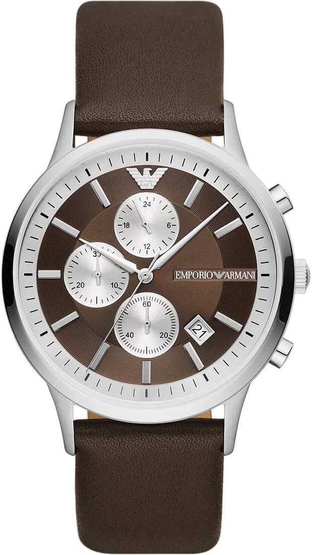 Thumbnail 6 de Emporio Armani Orologio da uomo – Cronografo in acciaio con cinturino in pelle nera