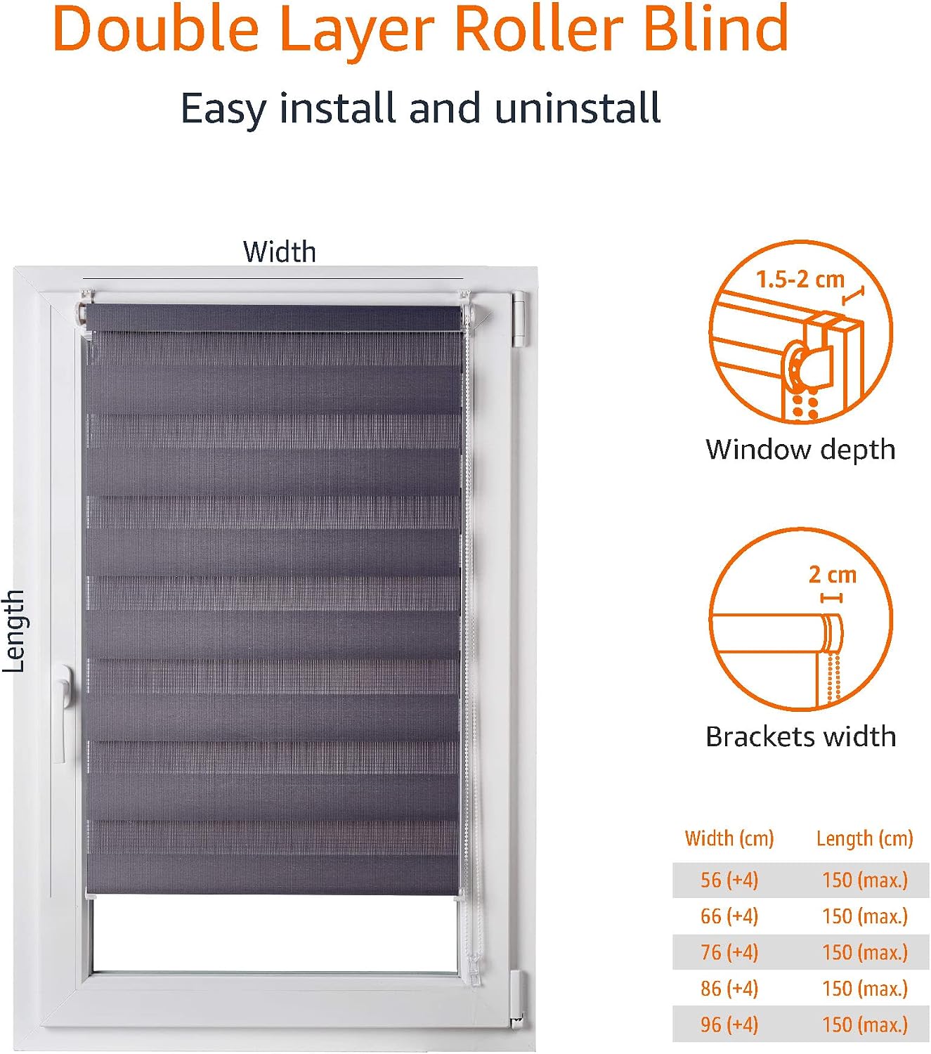 Detalle de Amazon Basics Double Layer Roller Blind 66 x 150 cm