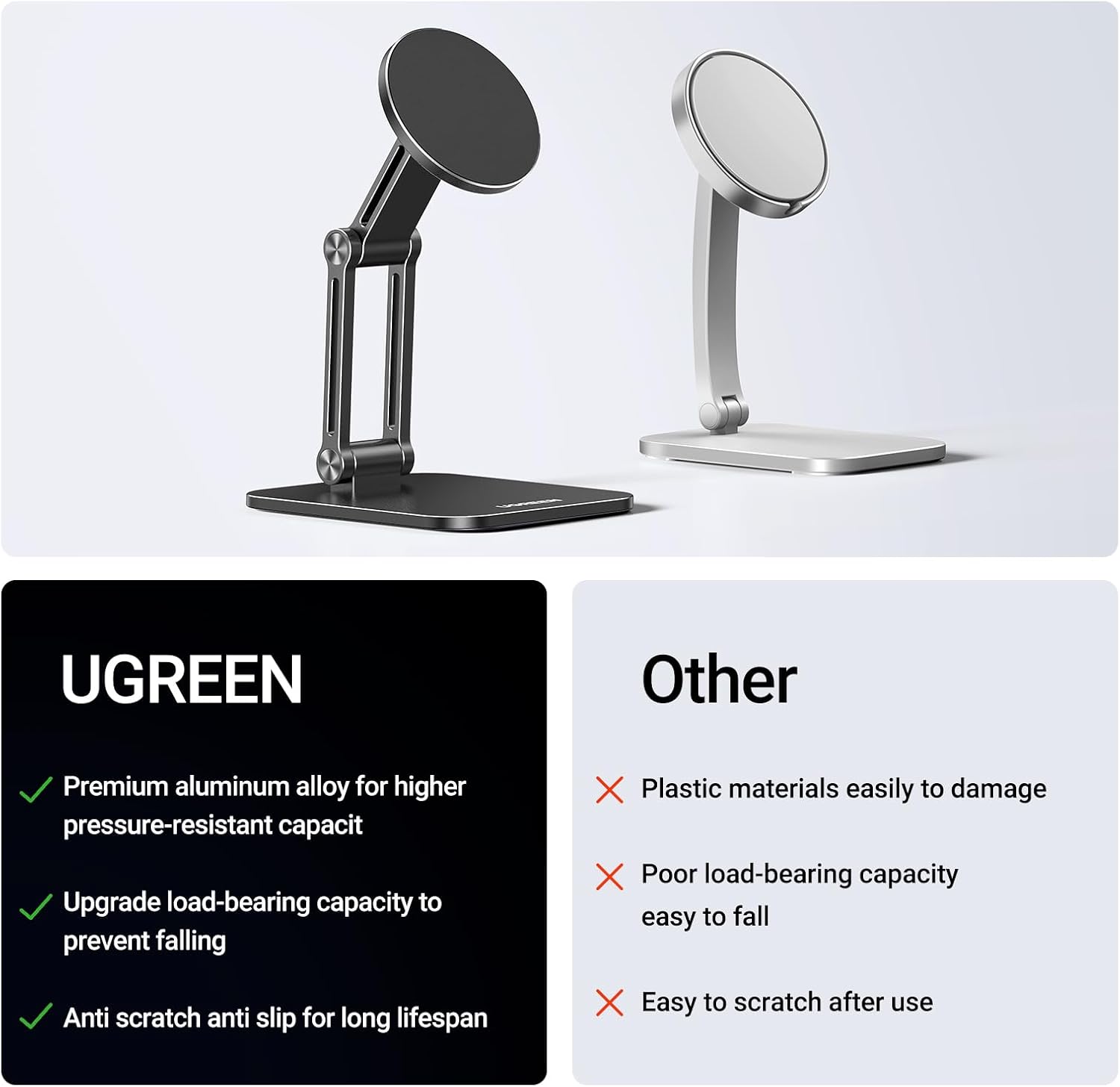 Thumbnail 6 de UGREEN Magnetic Phone Stand, Foldable Aluminium, 360° Rotation, Adjustable Arms