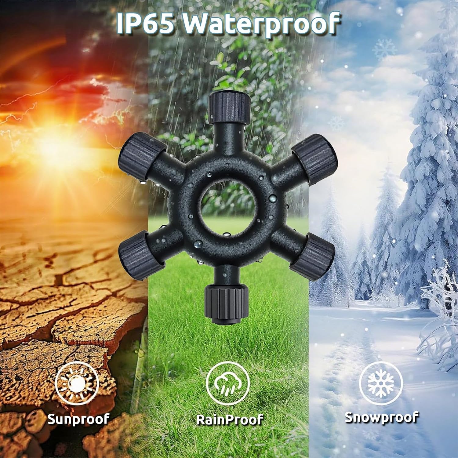 Detalle 2 de Joycome Christmas Light Splitter Connector 2 Pin 1-to-5 Splitter 🎄