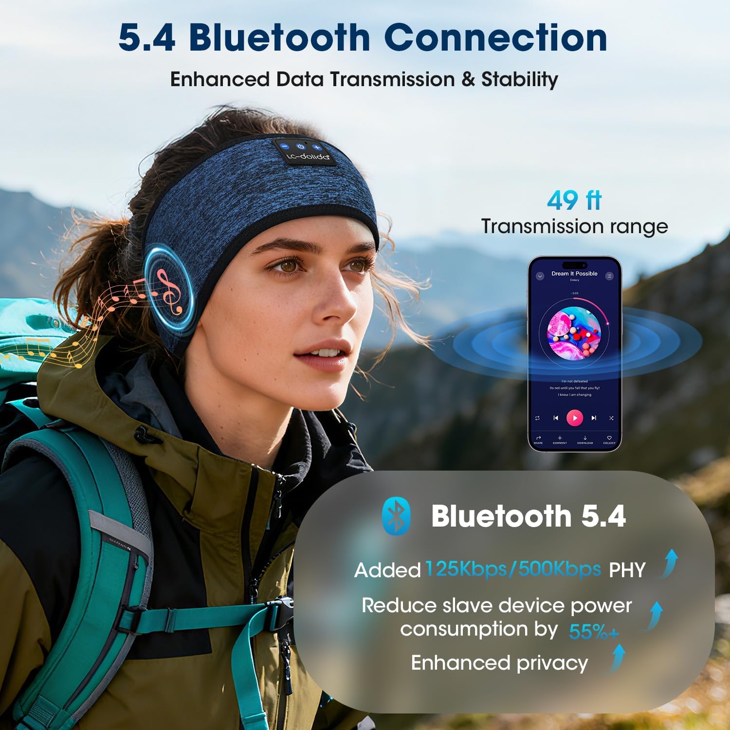 Thumbnail 5 de LC-dolida Sleep Headphones Headband: 5-in-1 Bluetooth Comfort for Home Gym and Travel