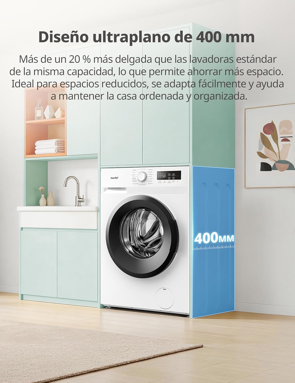Detalle de Comfee Lavadora 7 kg CFP01EW70W Ultra Slim 40 cm - A-10%