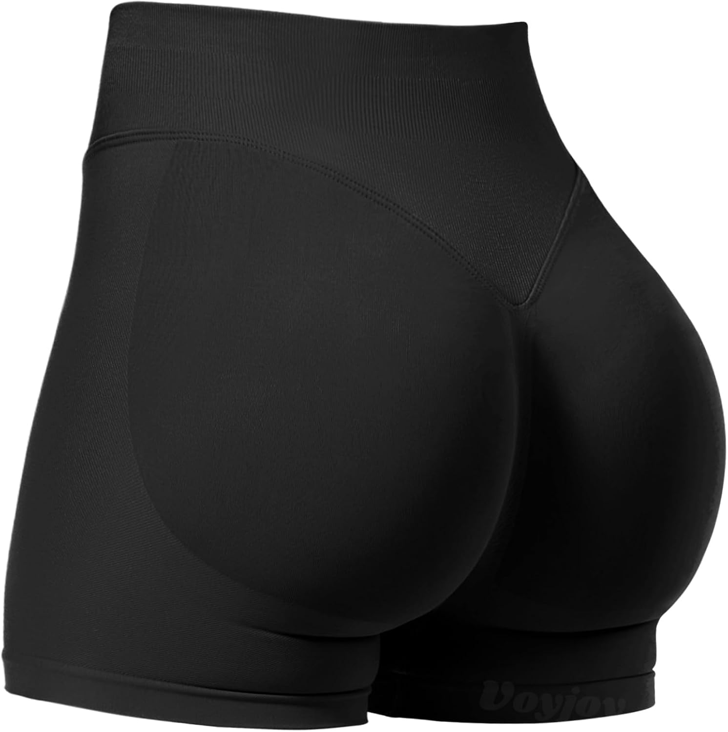 Detalle de VOYJOY Women’s Impact Scrunch Workout Shorts (No-Show Seam, Scrunch Bum) — 2.5 to 6-Inch Inseam