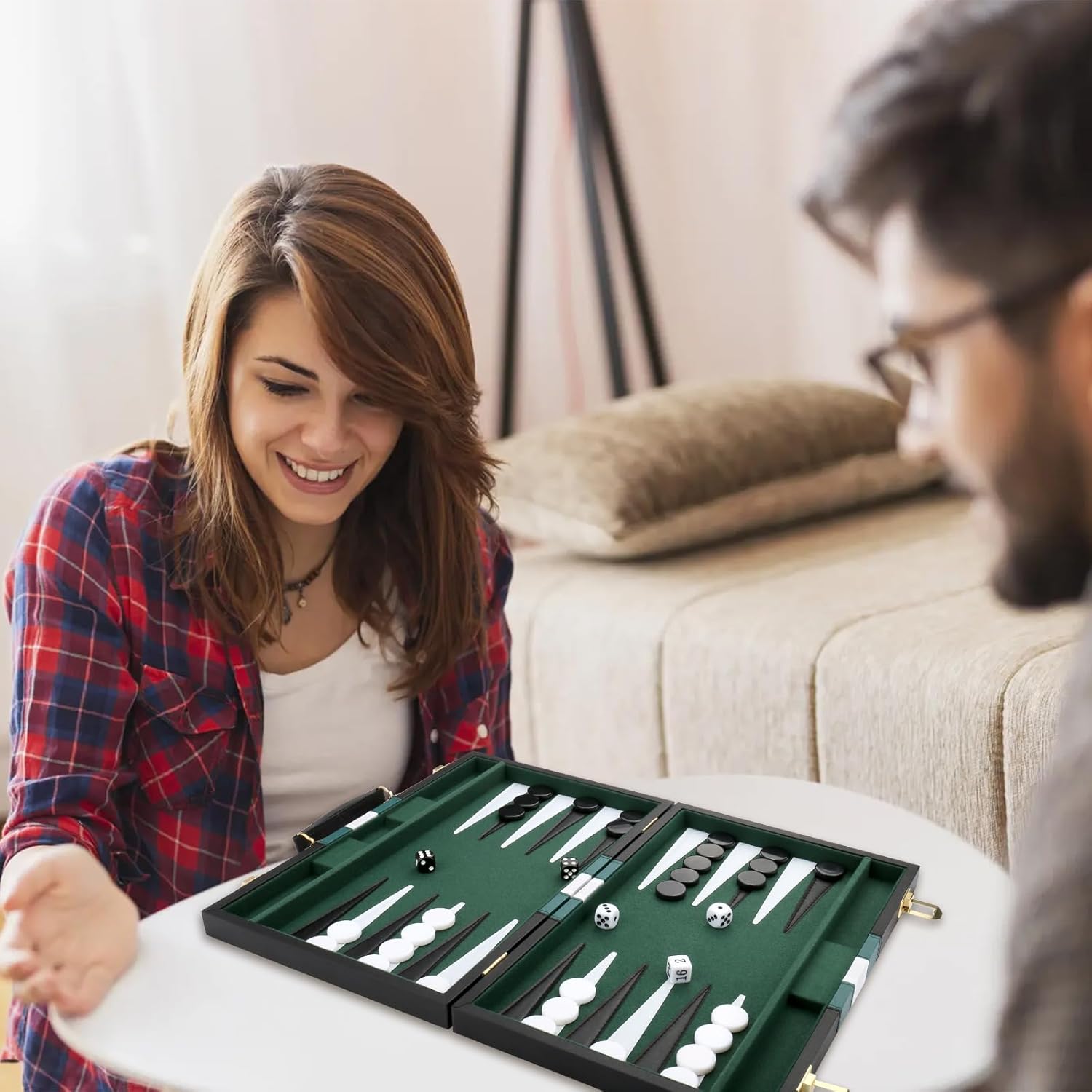 Thumbnail 6 de Backgammon Set with Premium Leather Case (18-inch) - Classic Portable Strategy Game for Adults & Kids, Black