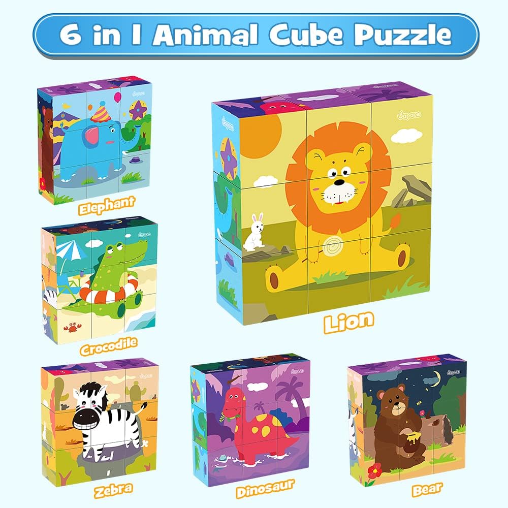 Detalle 2 de Japace Wooden Jigsaw Puzzle 6-in-1 for Toddlers 🧩