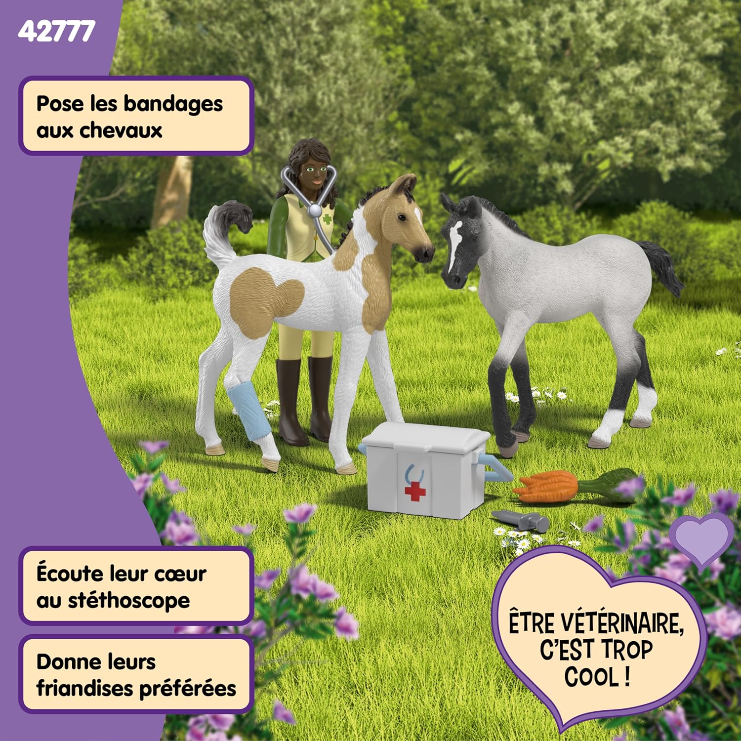 Detalle 2 de Schleich Horse Club Sarah : kit de premiers secours 42777 avec 2 poulains et coffret 8 pièces dès 5 ans