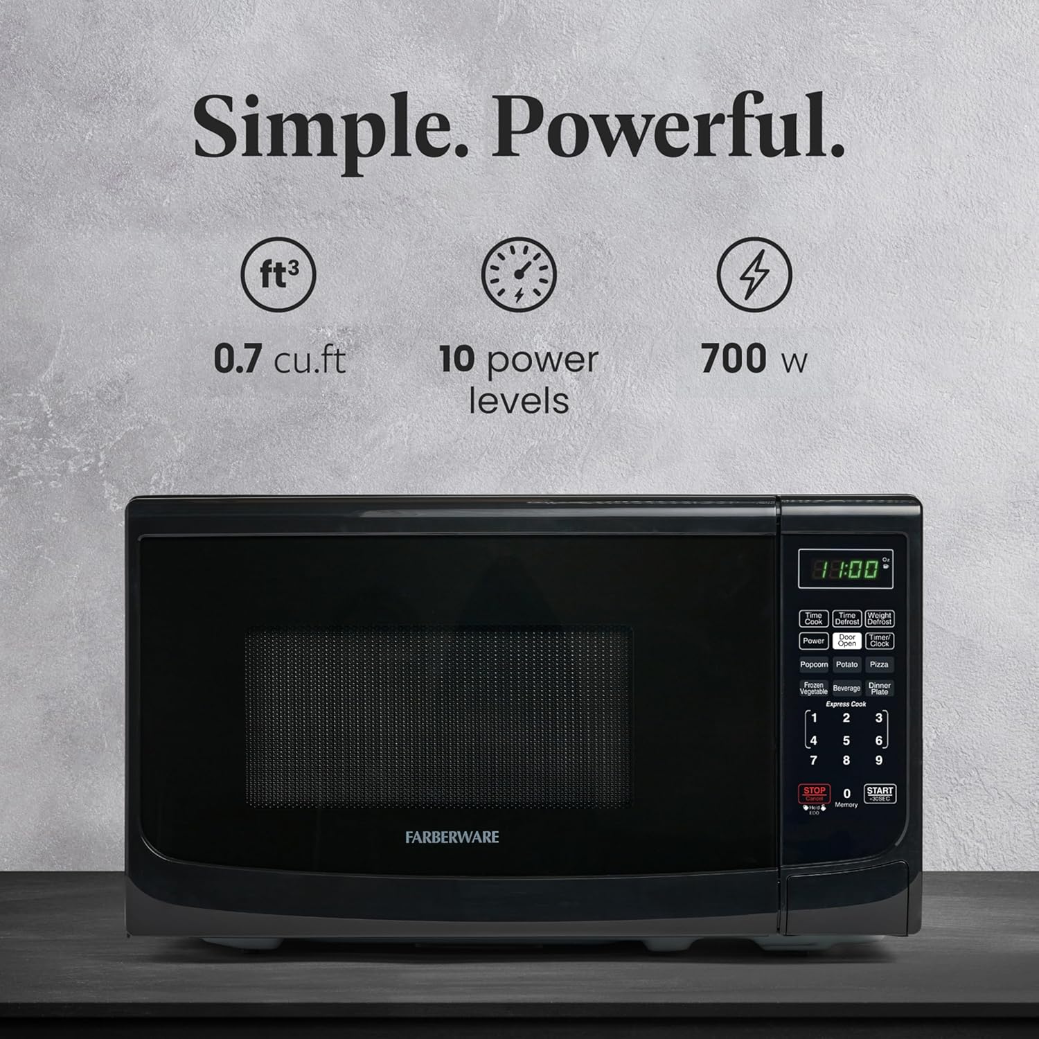 Detalle 2 de Farberware 0.7 Cu Ft Countertop Microwave 🍲