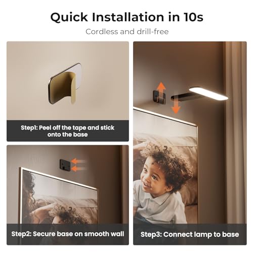 Detalle de FULEN Applique Murale pour Tableaux – Lampe LED sans Fil avec Télécommande et 3 Températures de Couleur