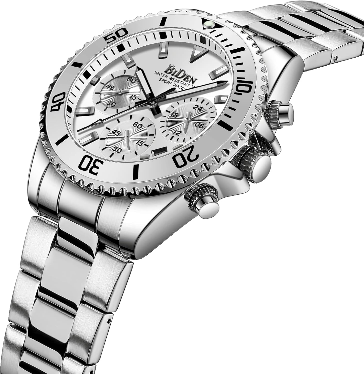 Thumbnail 1 de HANPOSH Herren Chronograph Uhr mit Datum – Quarz, Edelstahl, wasserdicht (30 ATM)
